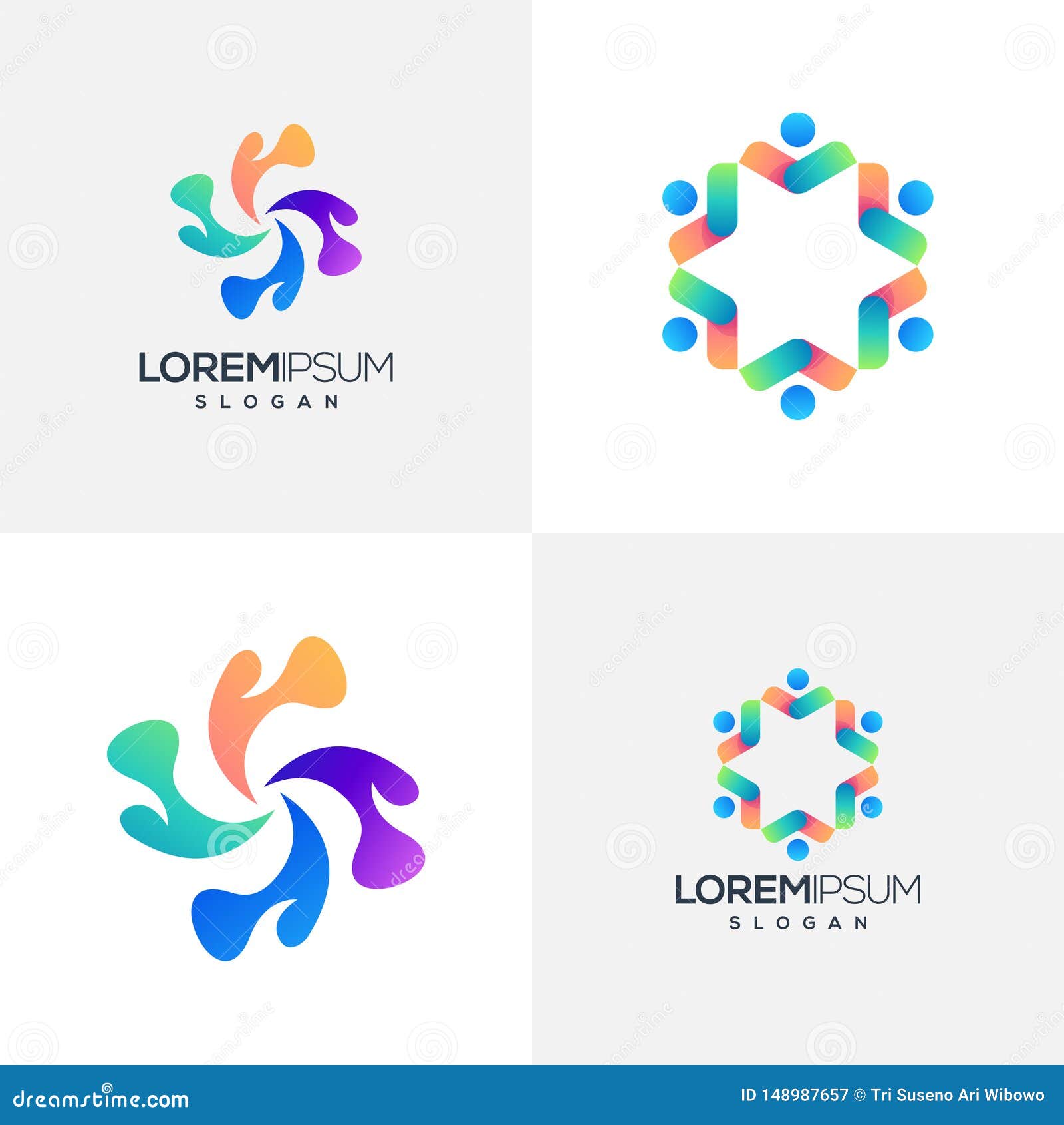 Circle Flower Logo Design Vector Illustration Stock Illustration