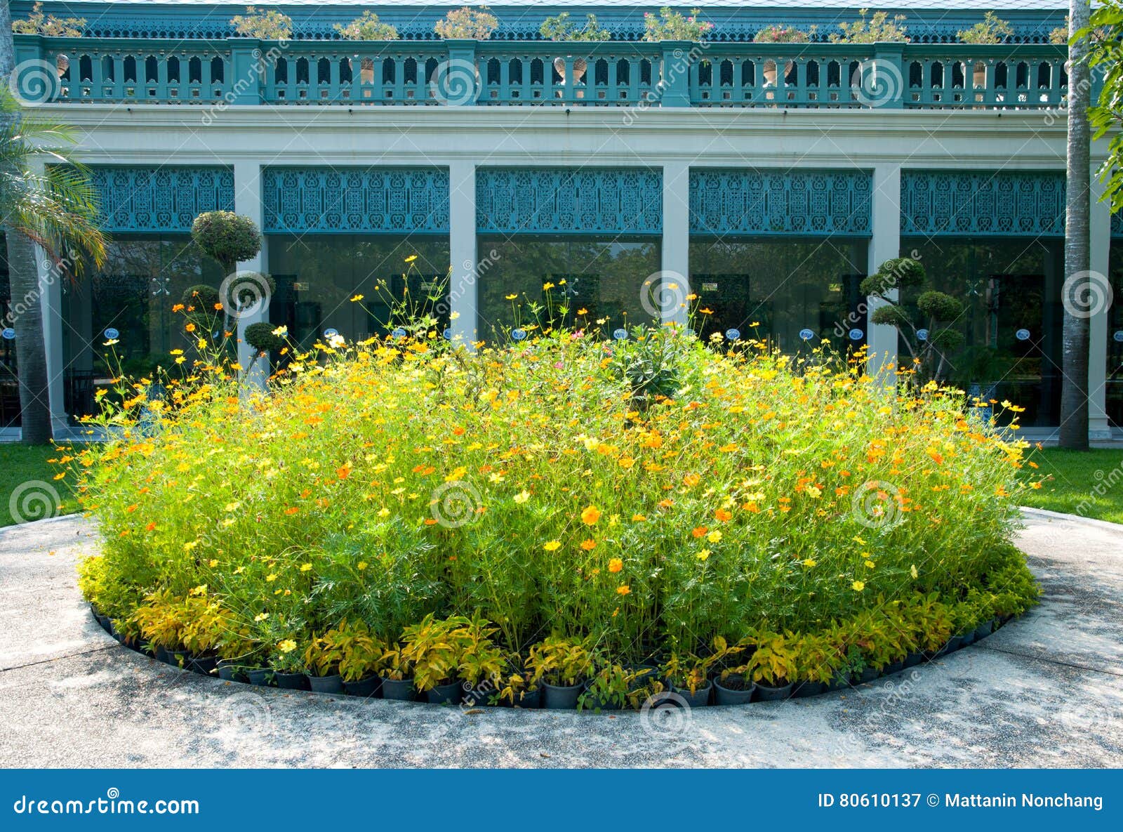 Circle of flowers garden stock image. Image of romantic 80610137