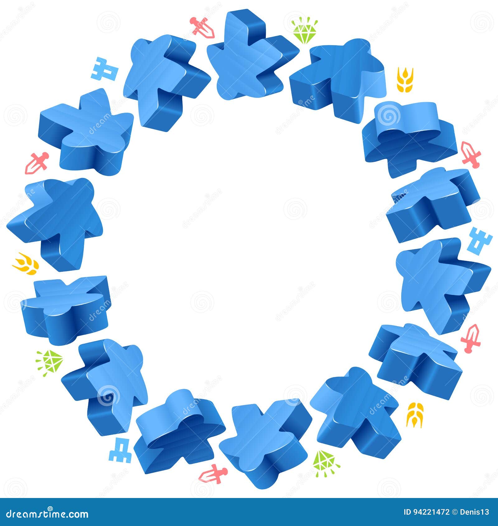 Download Circle Frame Of Blue Meeples Stock Vector - Illustration ...