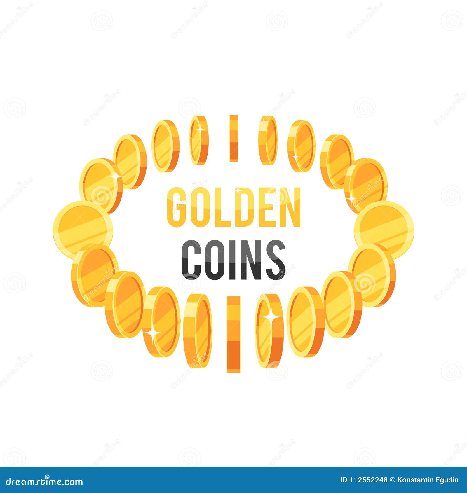 Circle frame gold coins stock vector. Illustration of abundance 112552248