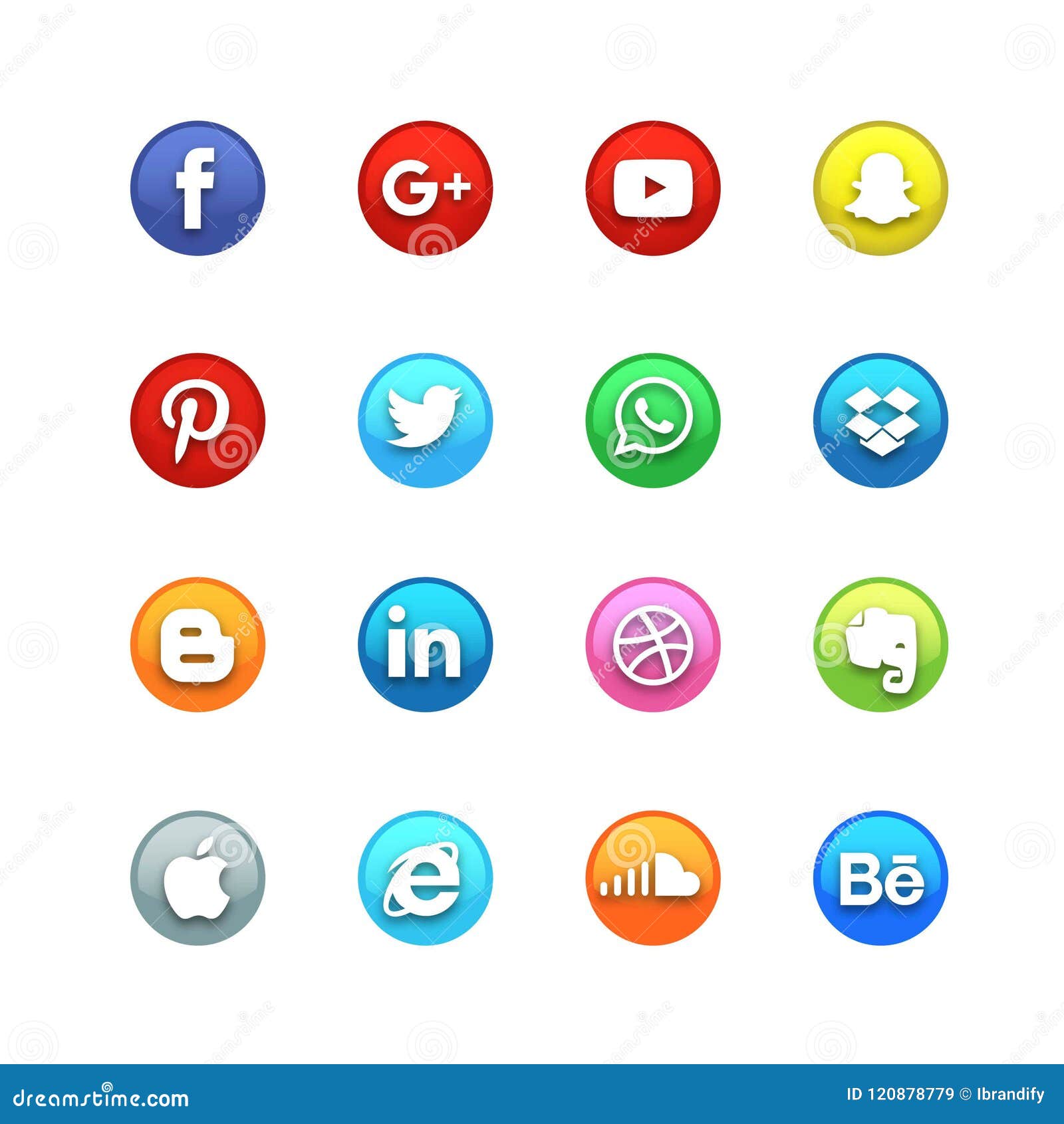Circle Glossy Social Icon Set Editorial Stock Image Illustration Of