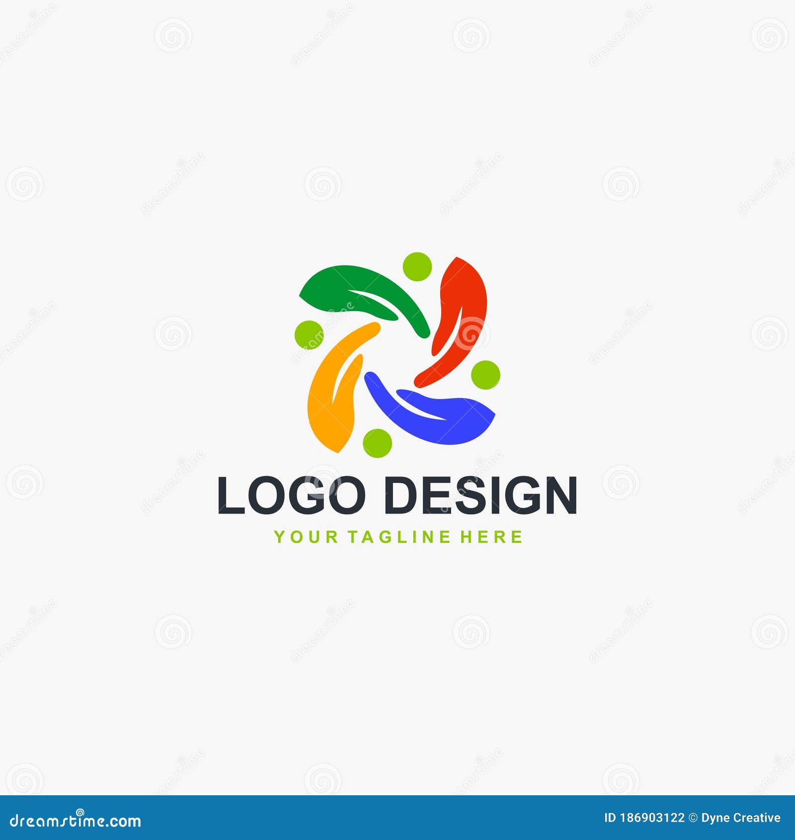Circle Hand Logo Design. Group Abstract Symbol. Full Color People Care ...