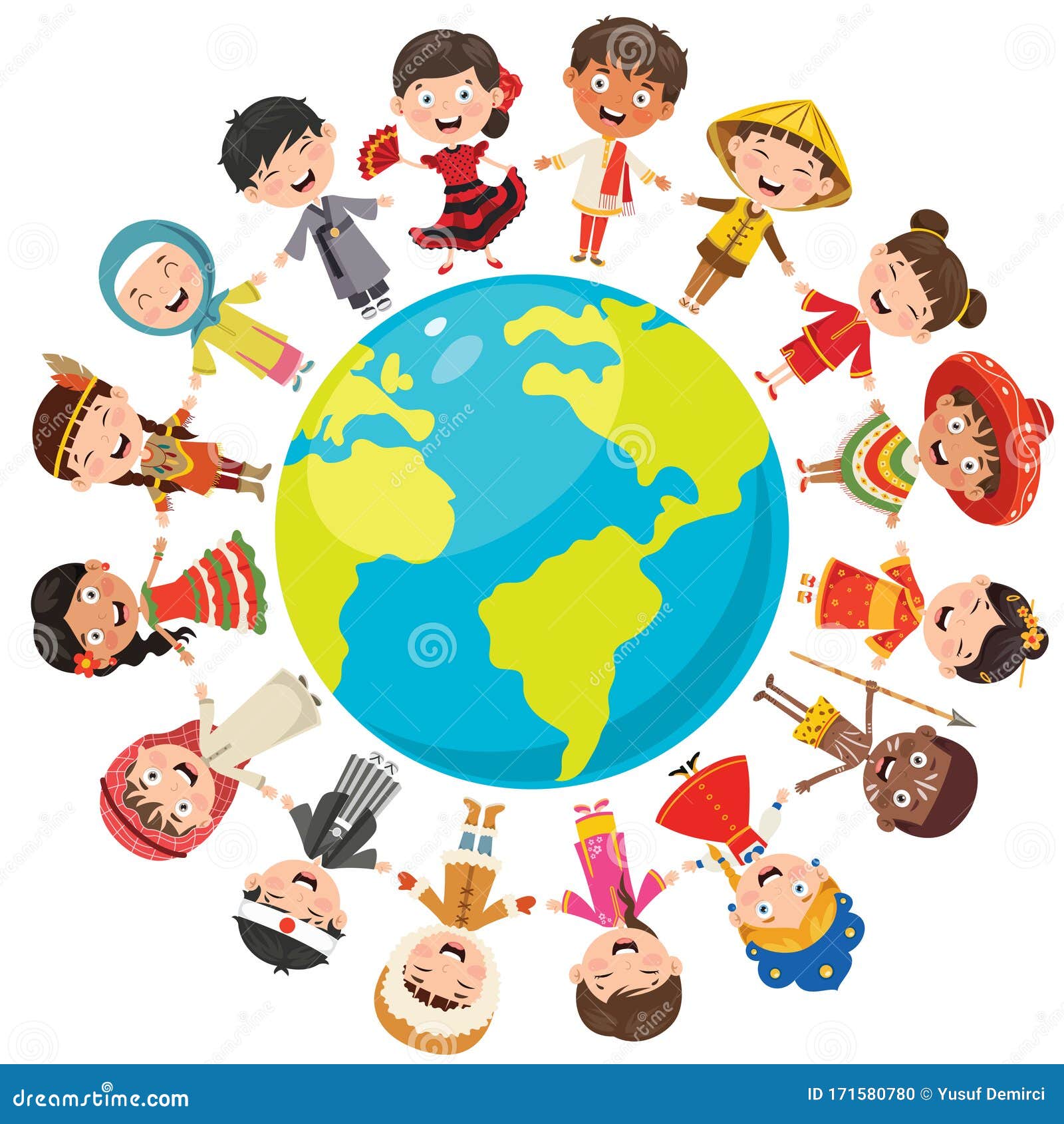 Happy Children Different Races Cartoon Vector | CartoonDealer.com #45749989
