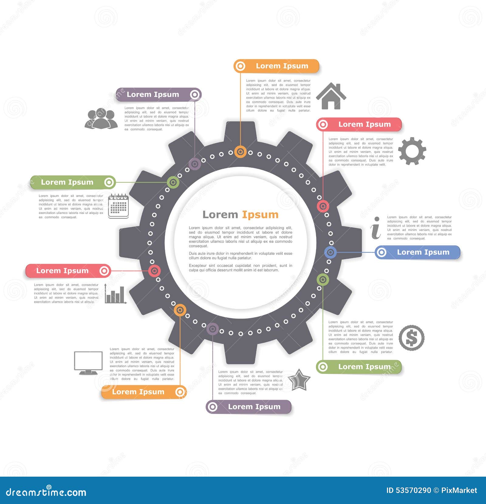Circle Infographics with Gear Stock Vector Illustration of abstract