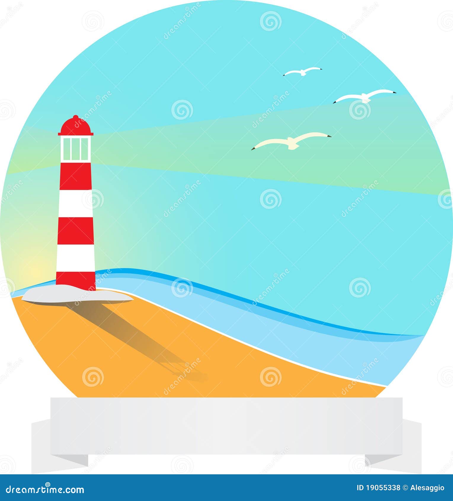 Circle landscape stock vector. Illustration of lighthouse - 19055338