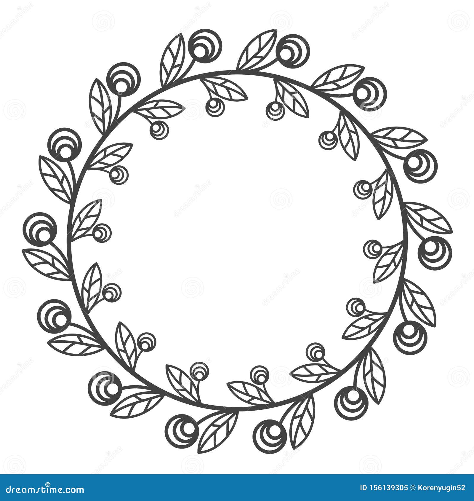 Circle Leaf Frames. Floral Leaves Round Frame, Flower Ornament Circles ...