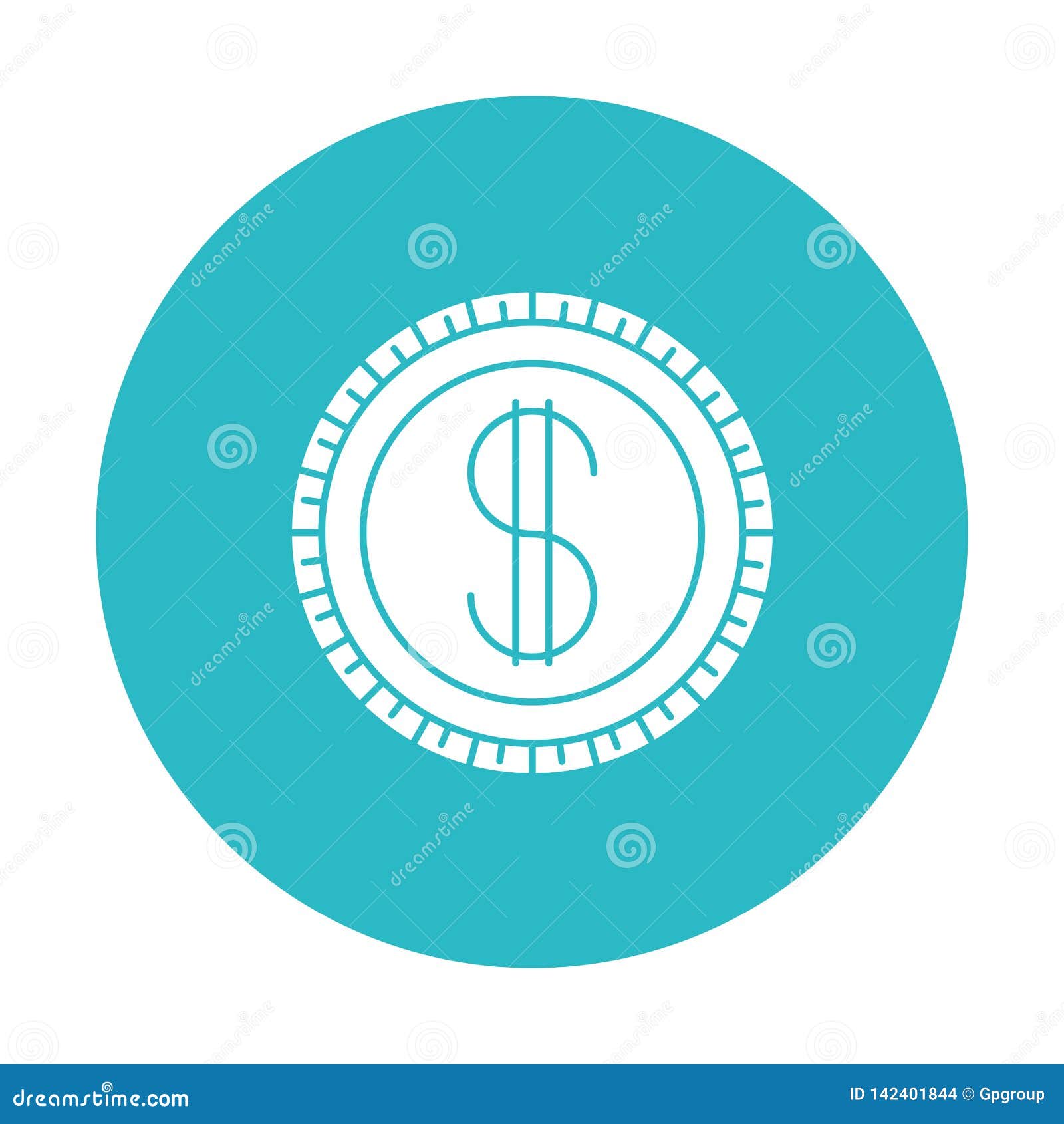 Circle Light Blue with Coin Icon Stock Vector Illustration of banking