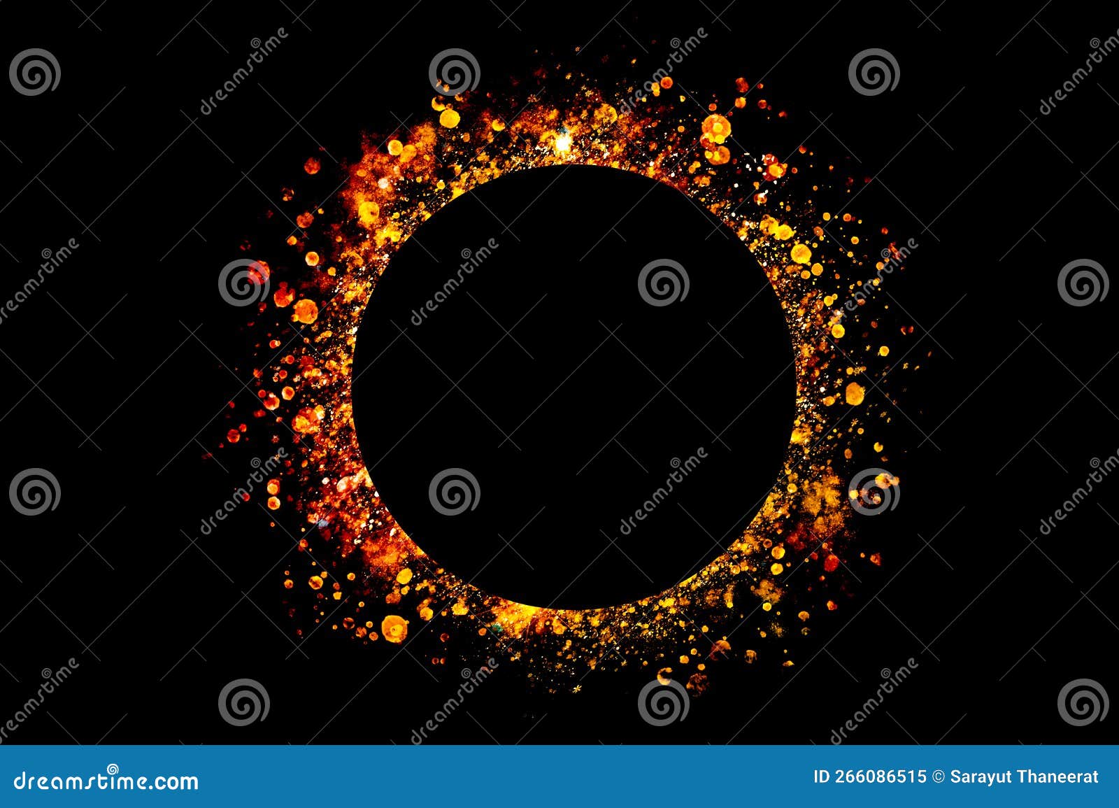 Circle Light Frame on Black Background Stock Image Image of design