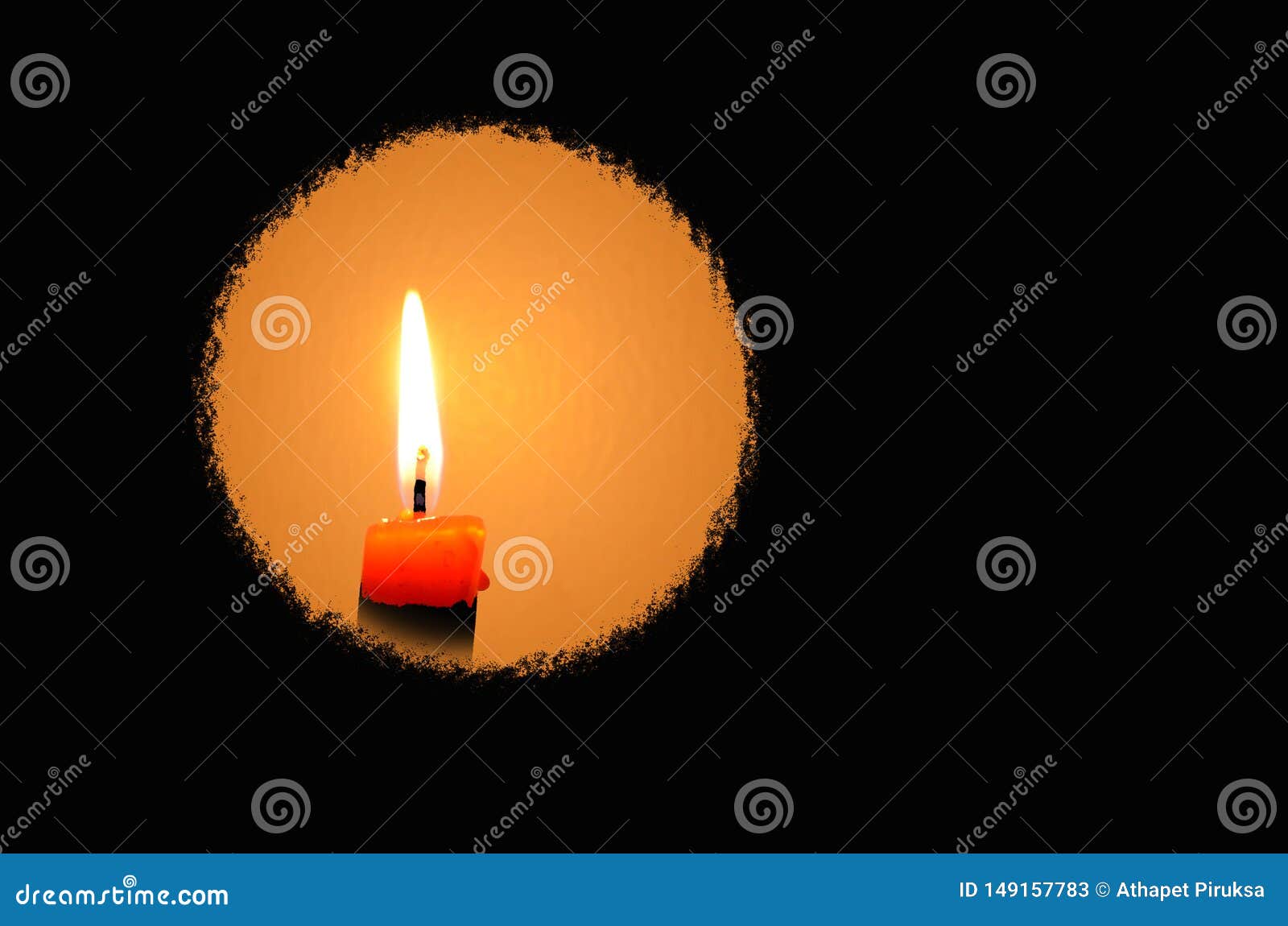 Circle of Candle Light in the Dark Foreground Stock Image Image of