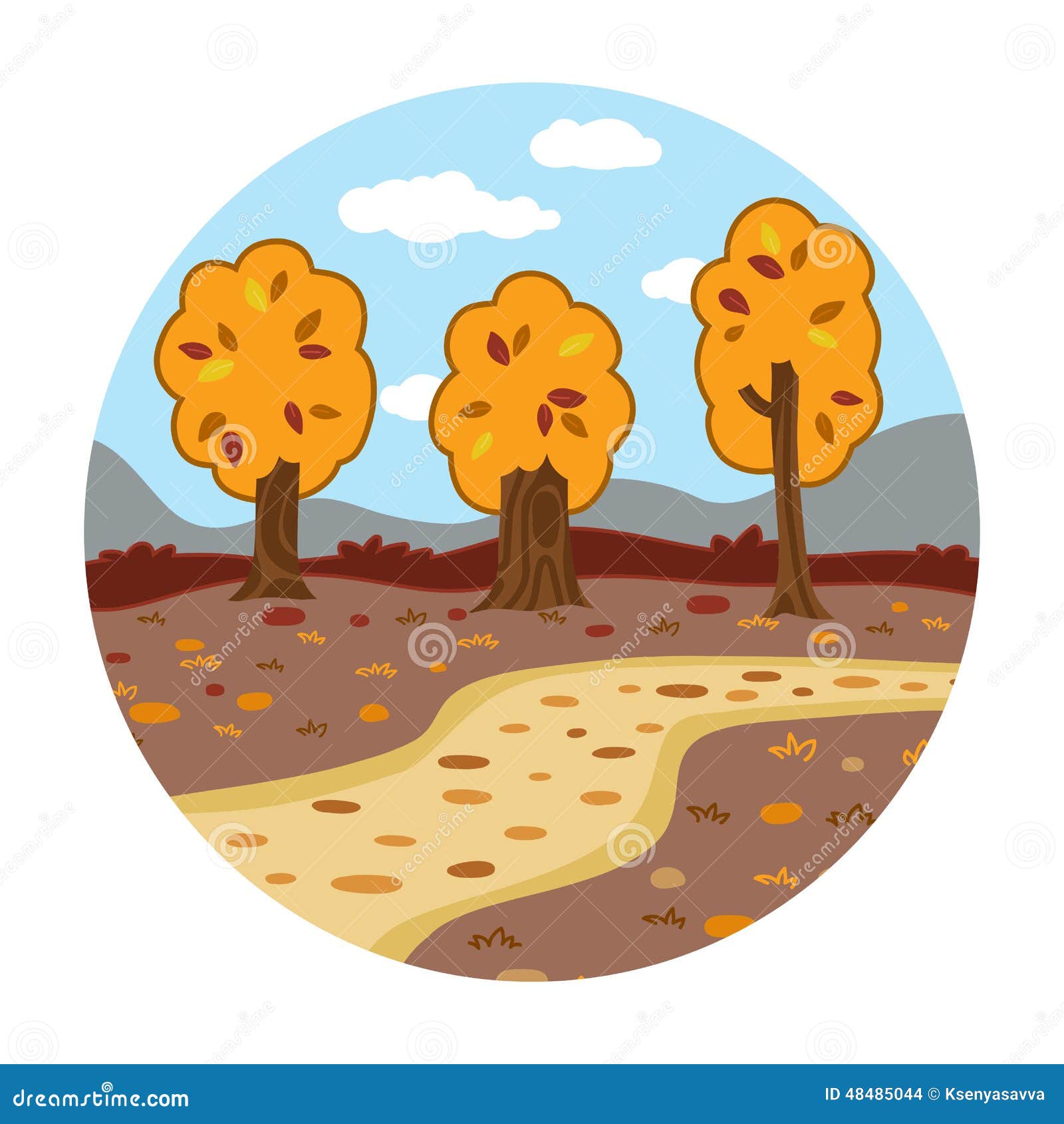 circle locations, little landscape (autumn day in the woods)