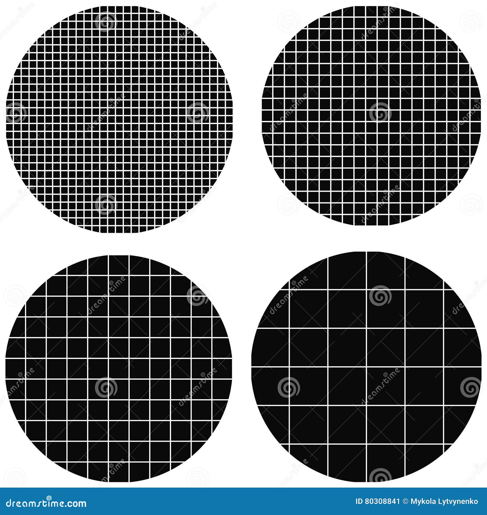 Illustration about Circle made up of squares , a set of circles with a squa...