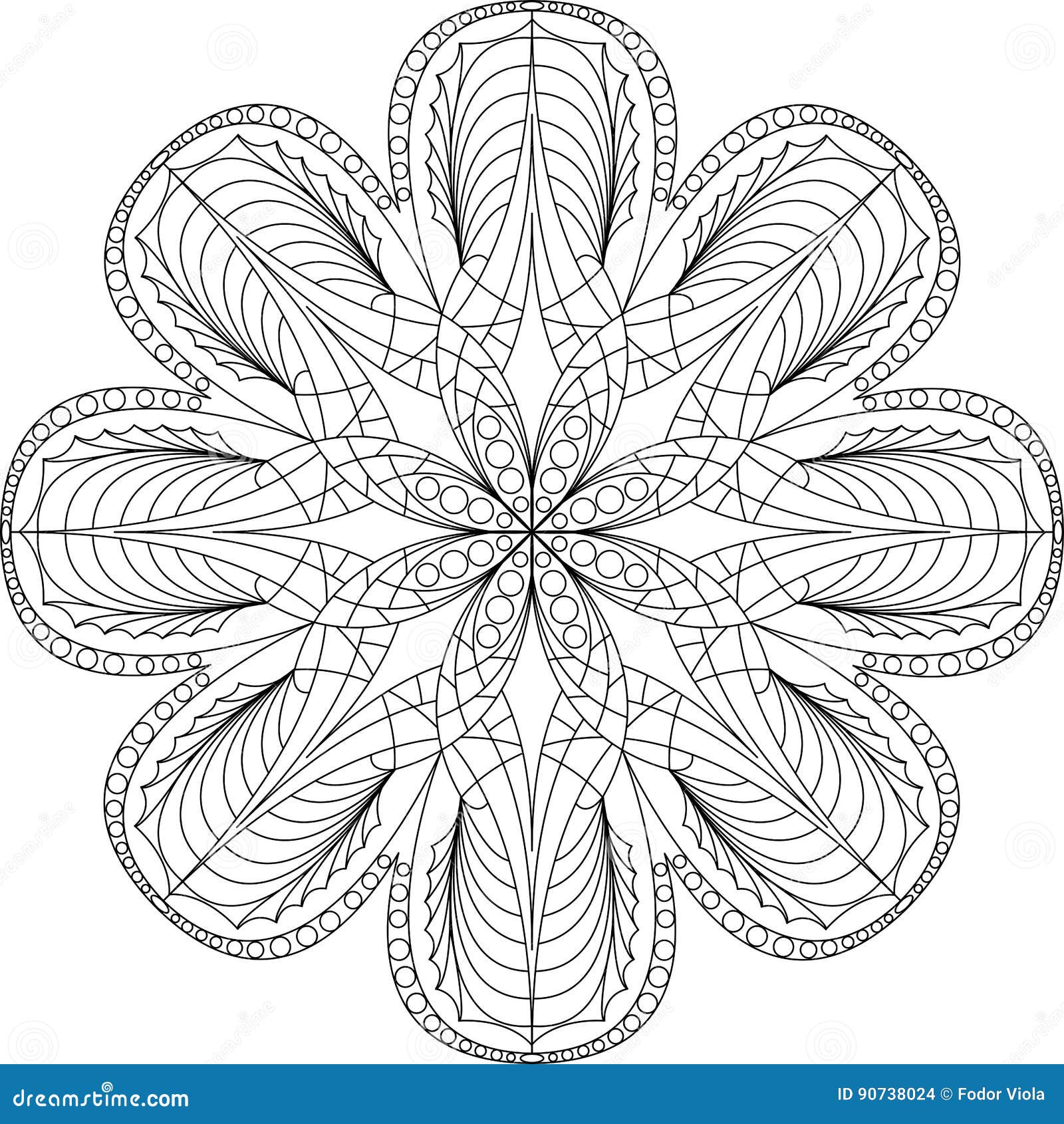 Circle Mandala Adult Coloring Page Stock Vector - Illustration of