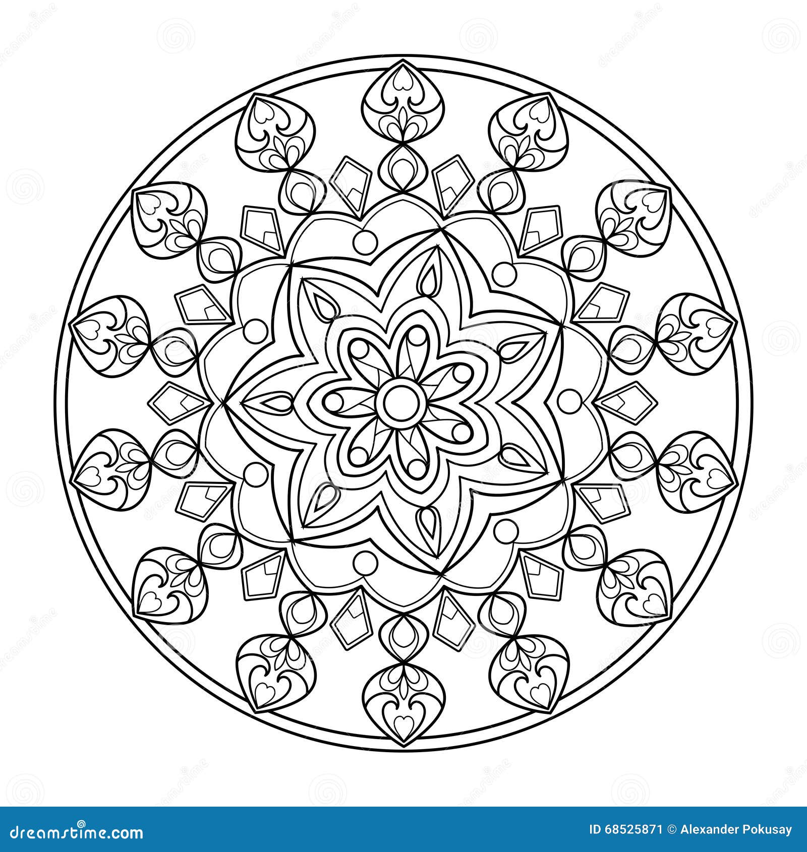 Zentangle Mandala Coloring Book Adults Made Stock Vector (Royalty