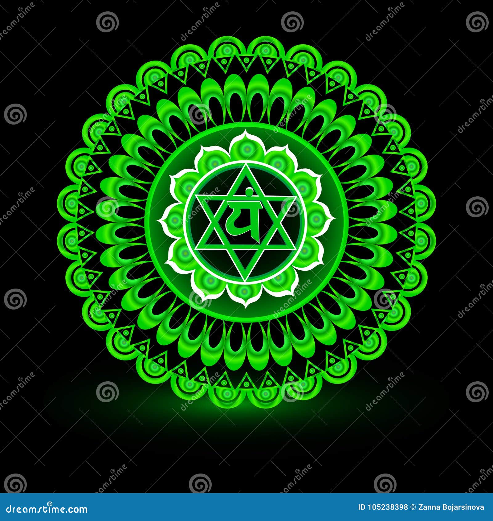 Circle Mandala Pattern. Anahata Chakra. Stock Vector - Illustration of  black, chakra: 105238398