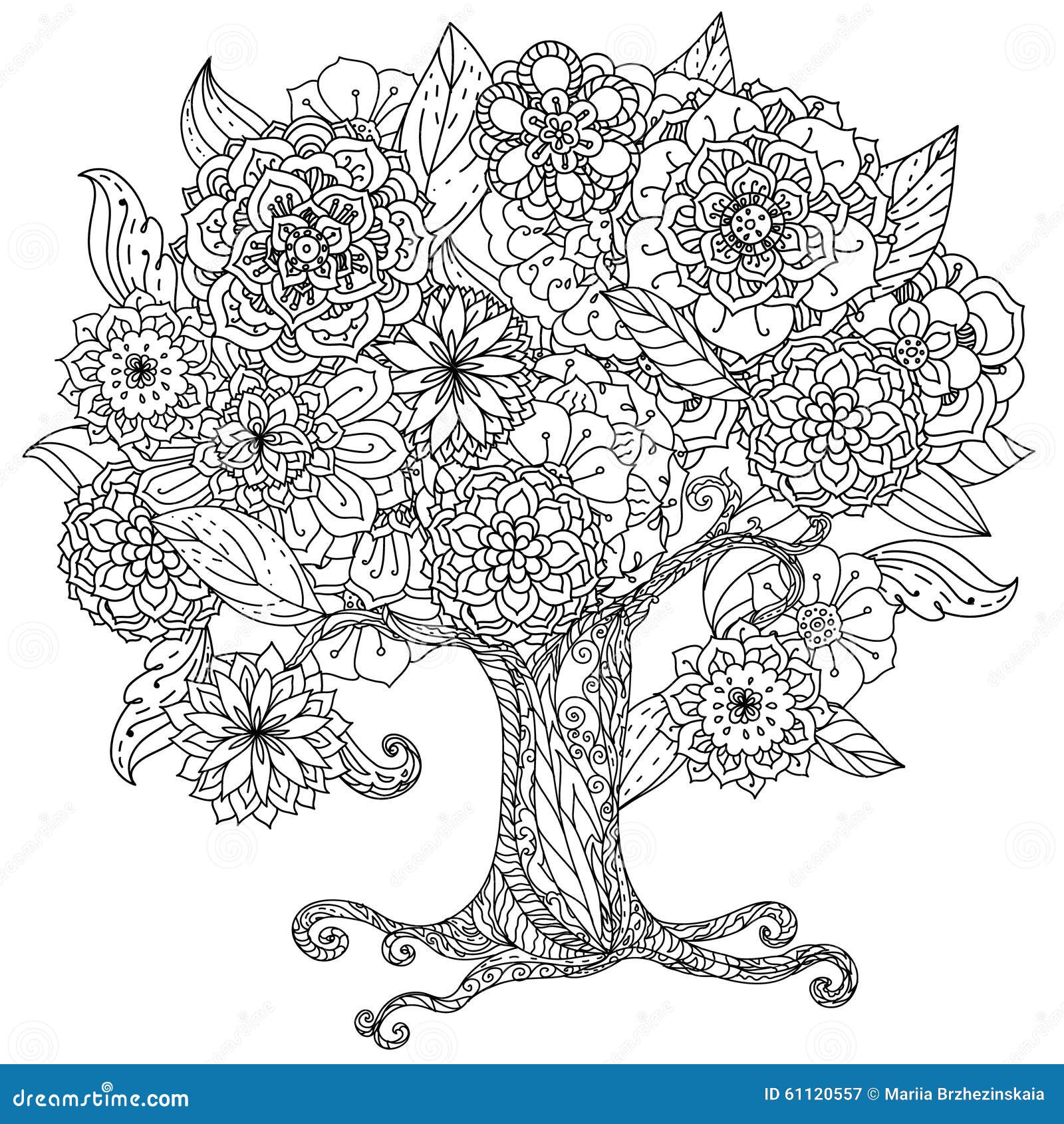 Circle Orient Floral Black And White Stock Vector - Image 