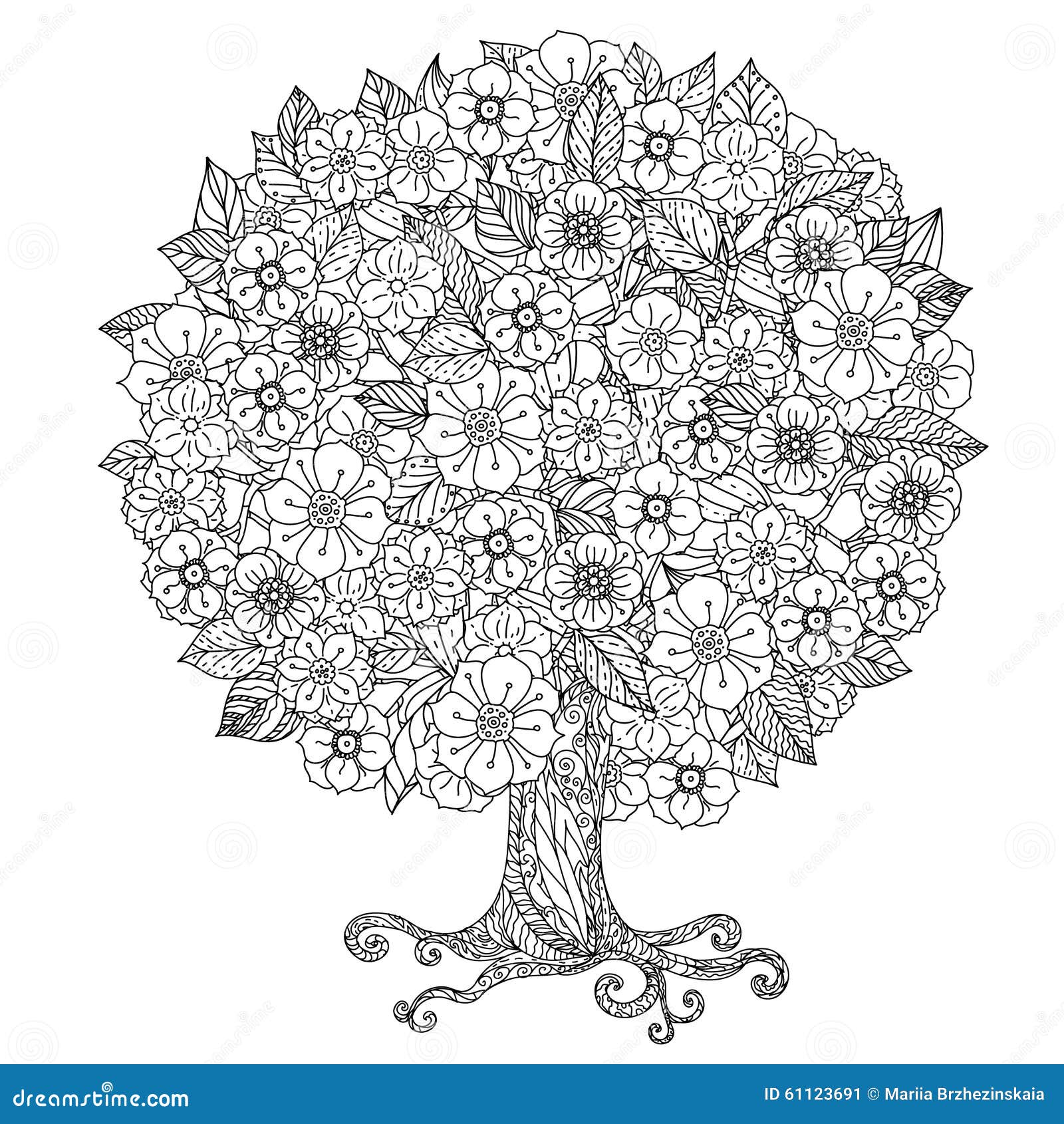 Circle Orient Floral Black And White Stock Vector Image black