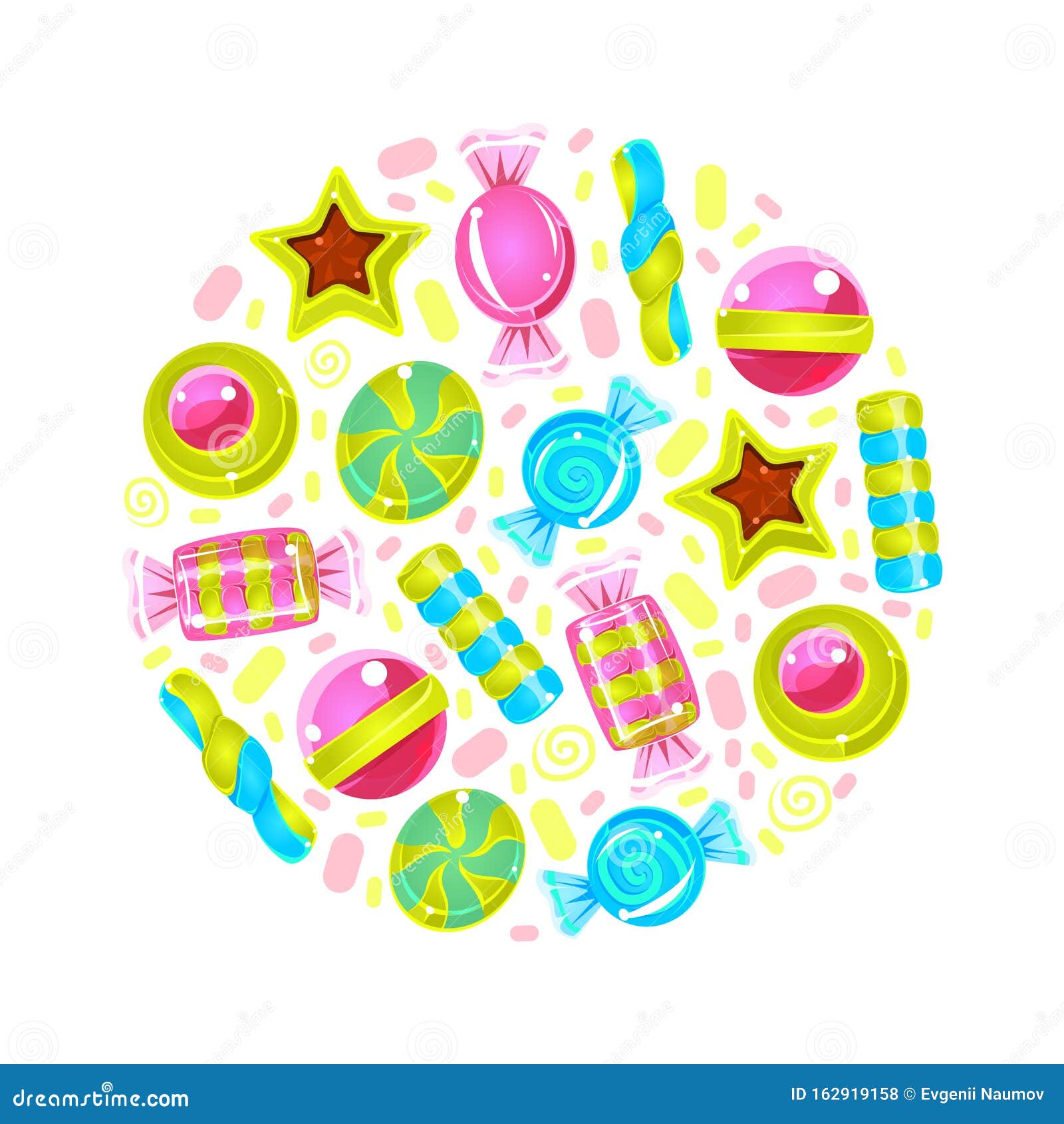 Circle with a Pattern of Candy. Vector Illustration. Stock Vector