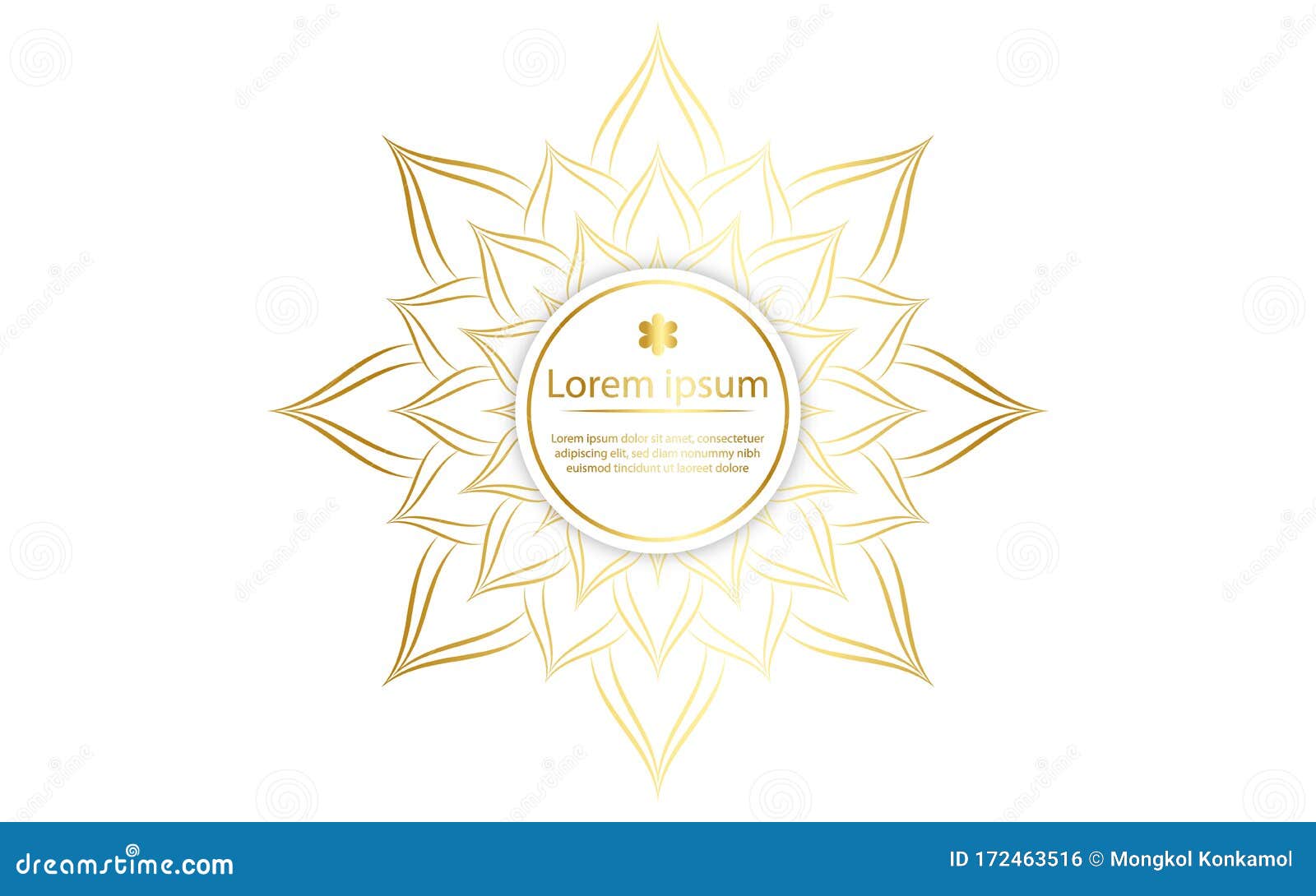 circle pattern petal flower of mandala with gold color,  floral mandala patterns unique  with white background,hand