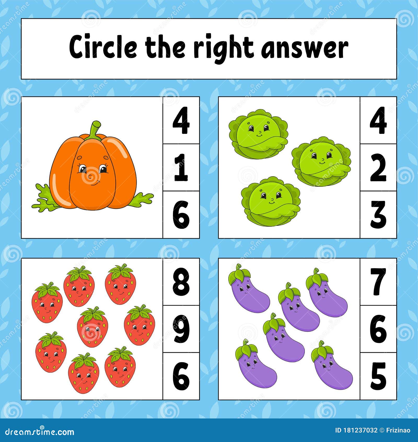Circle The Right Answer. Education Developing Worksheet. Activity Page
