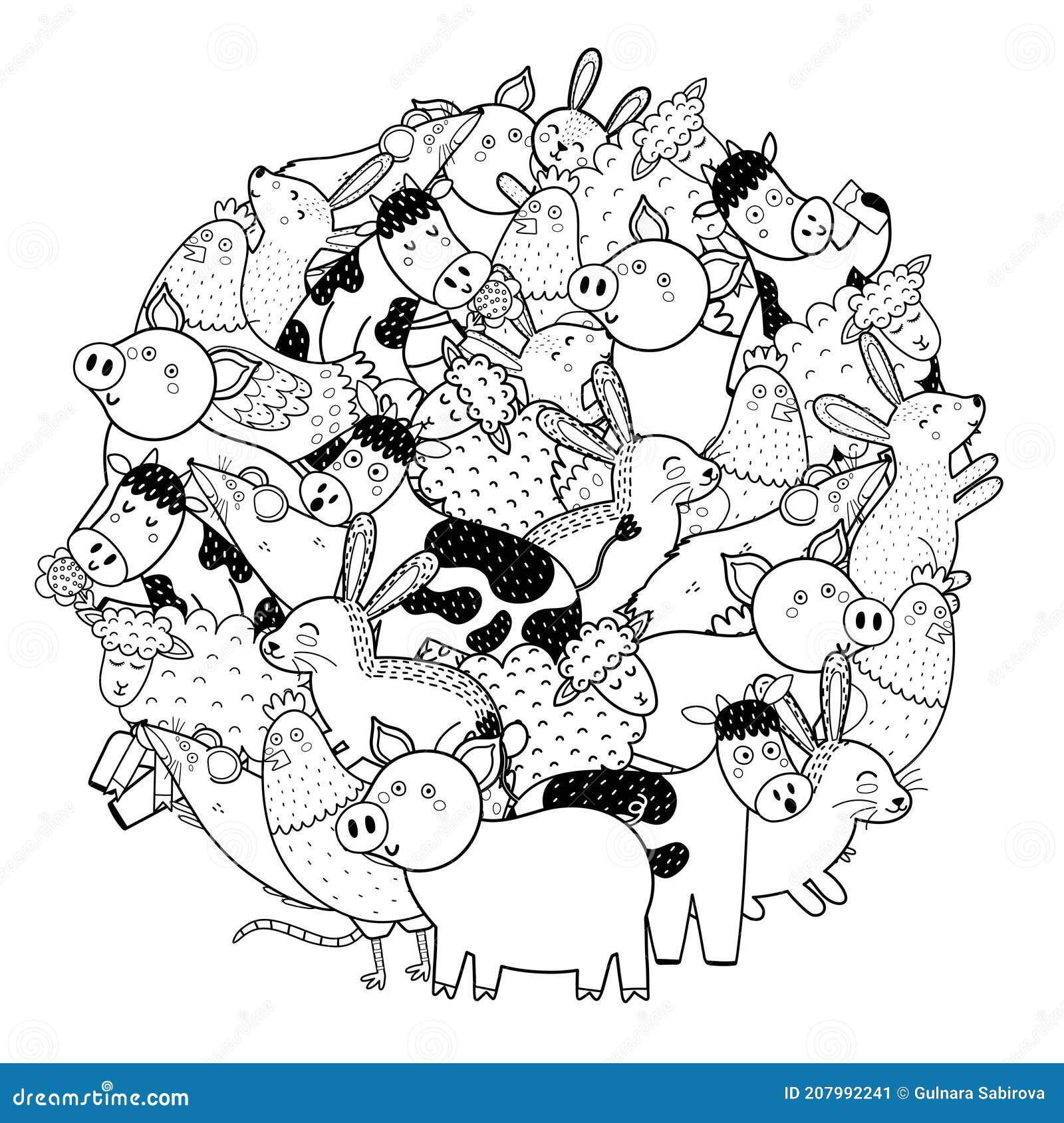 Funny Farm Animals Meter Wall Or Height Chart Stock Illustration