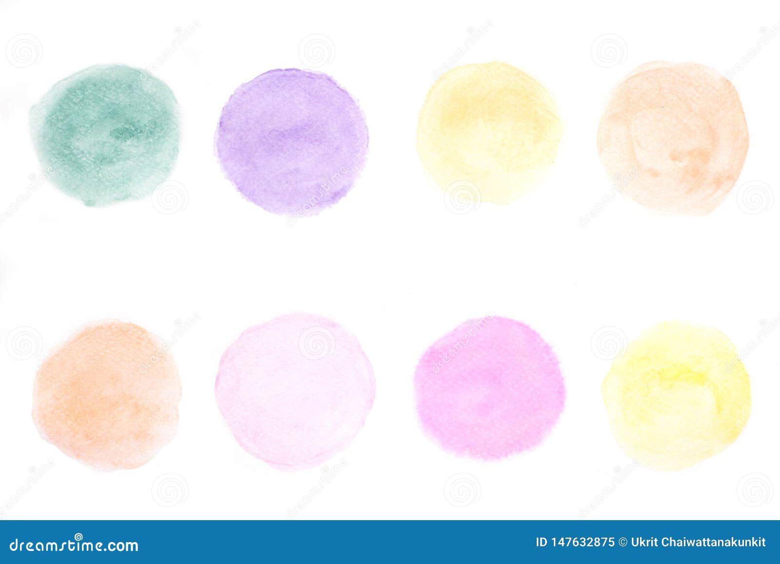 Circle Shape Design Elements Set Of Bright Watercolor Colorful