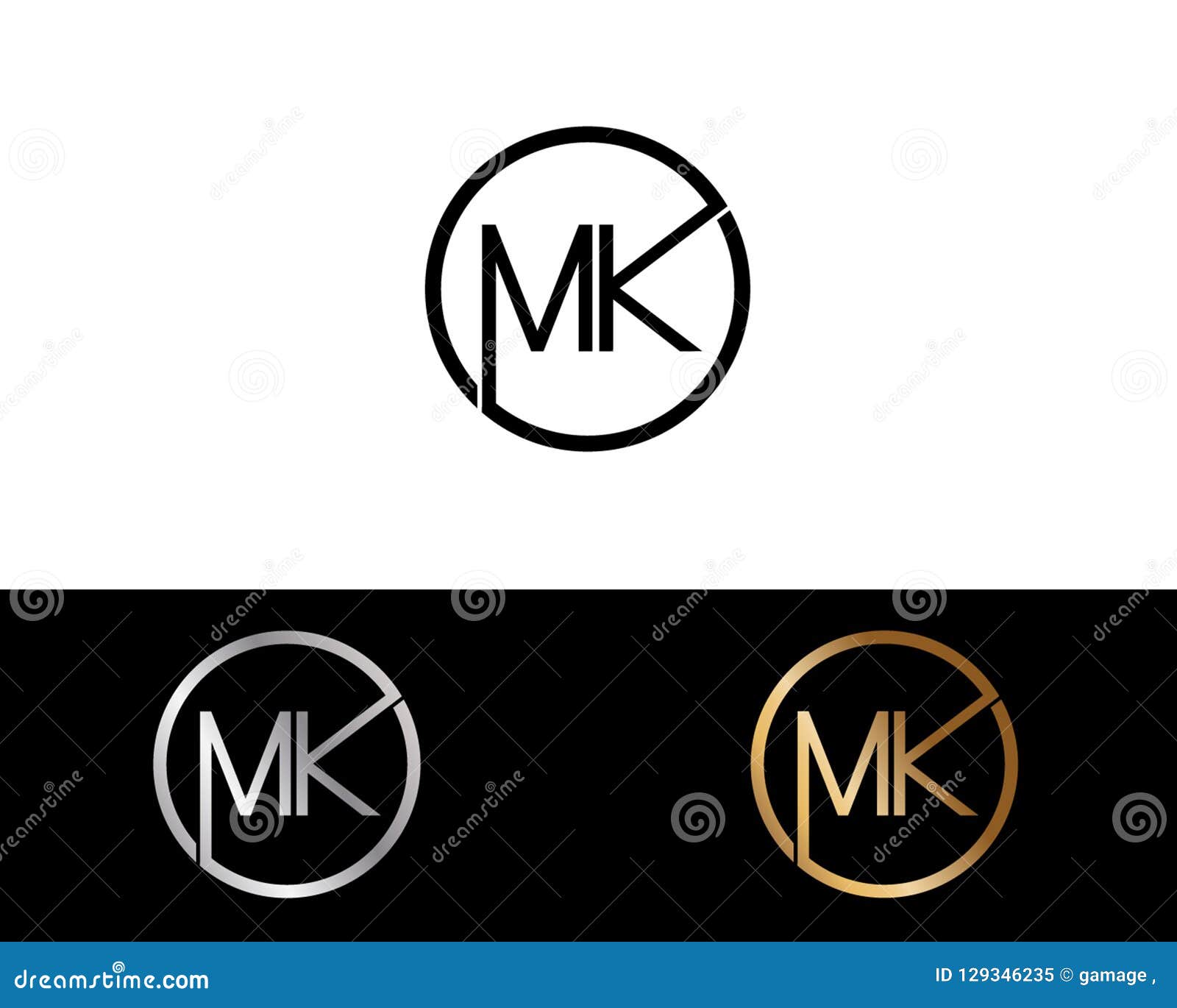 MK Circle Shape Letter Logo Design 