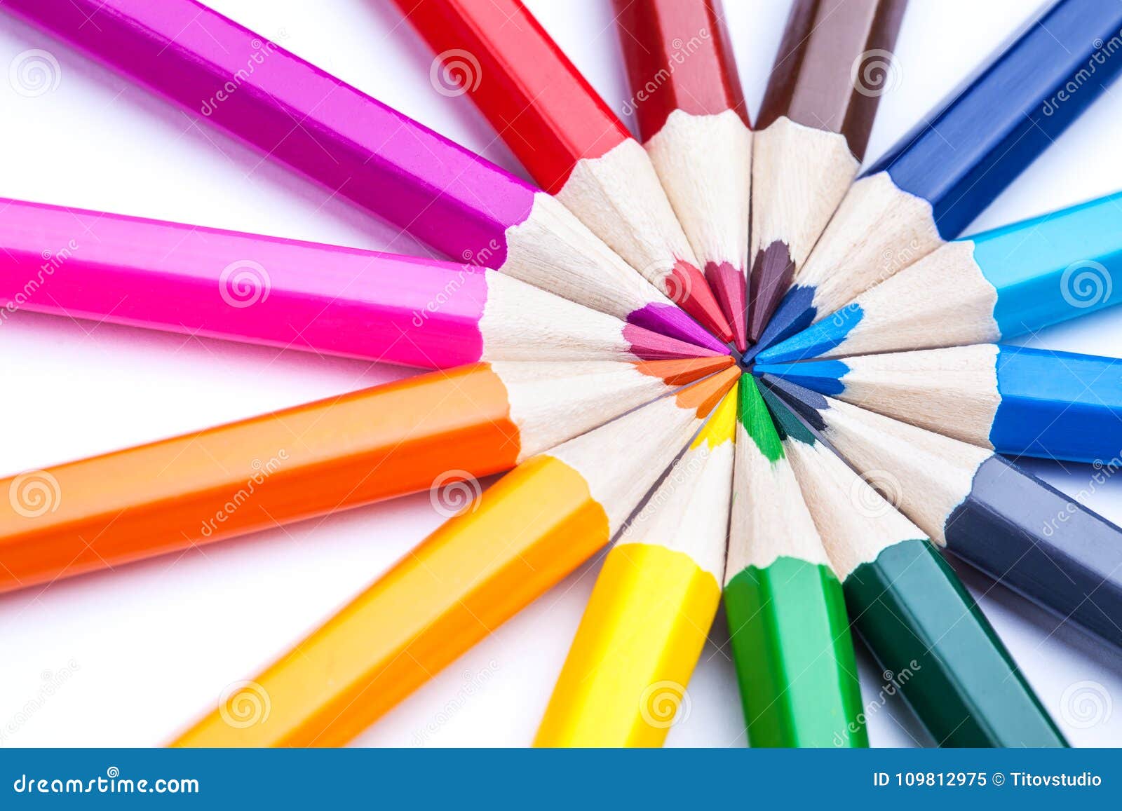 Colored pencils on a white background, Stock image