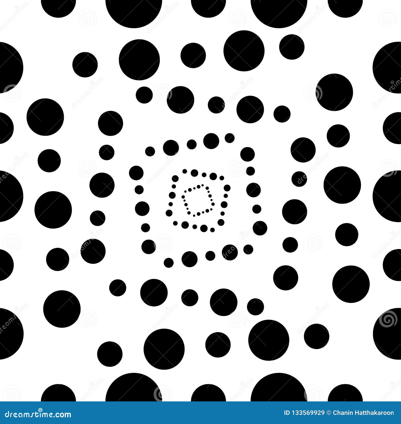 Circle Spots Scatter Geometric Black and White Texture Seamless Stock ...