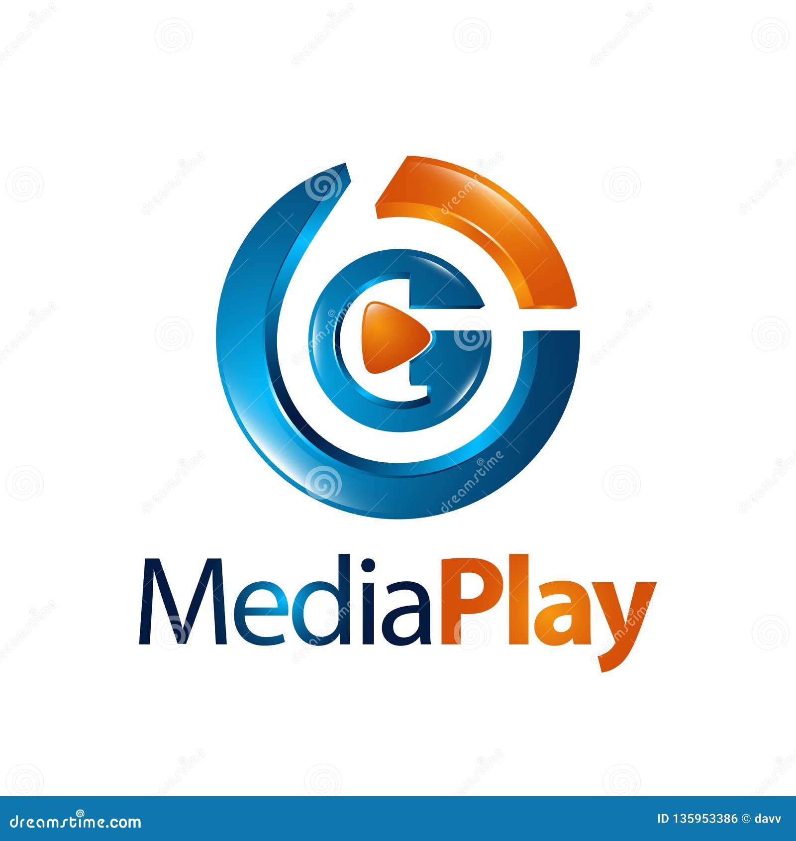 Circle Three Dimensional Media Play Logo Concept Design Stock Vector