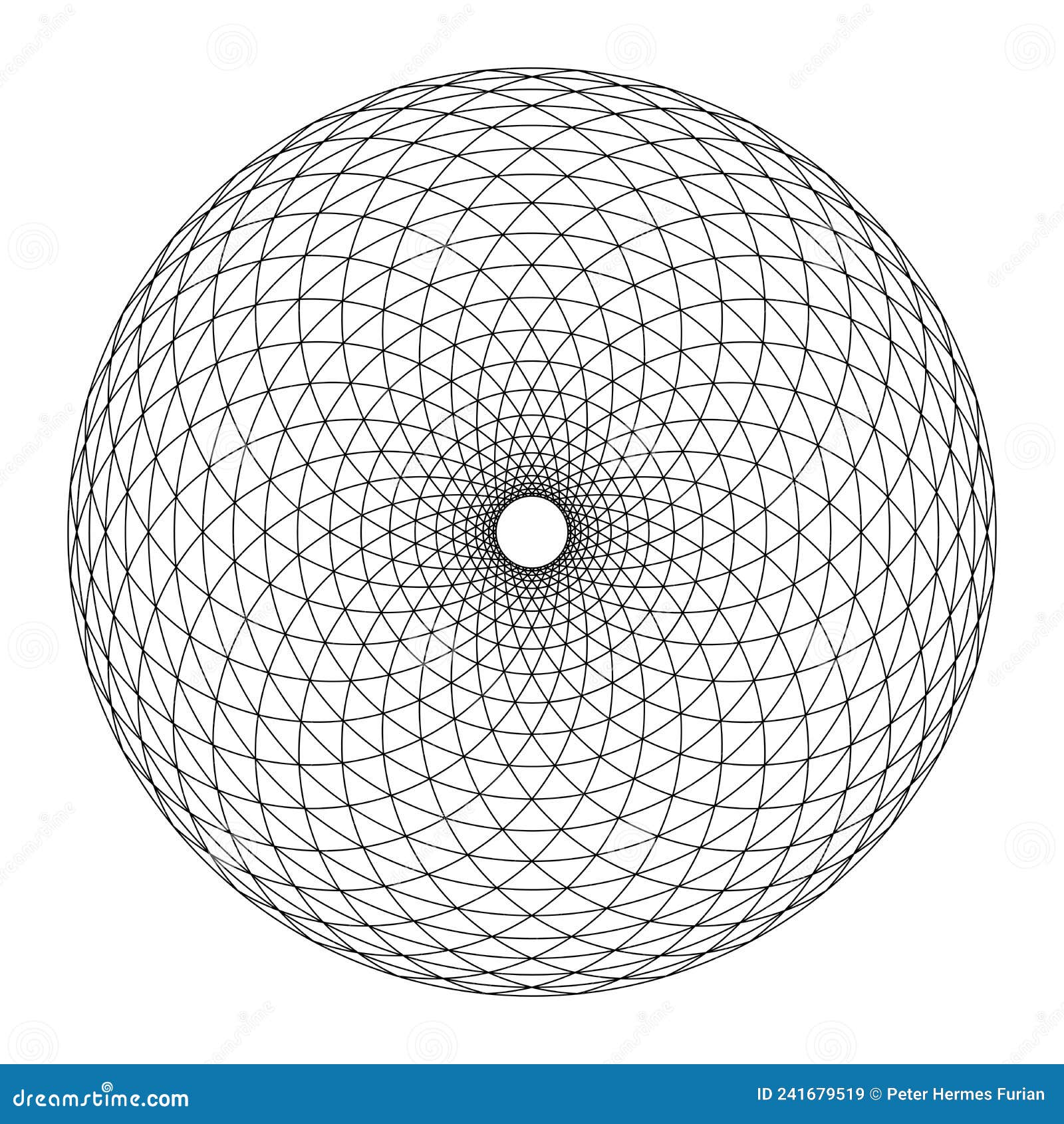 circle with triangle fibonacci pattern, like a pine cone 