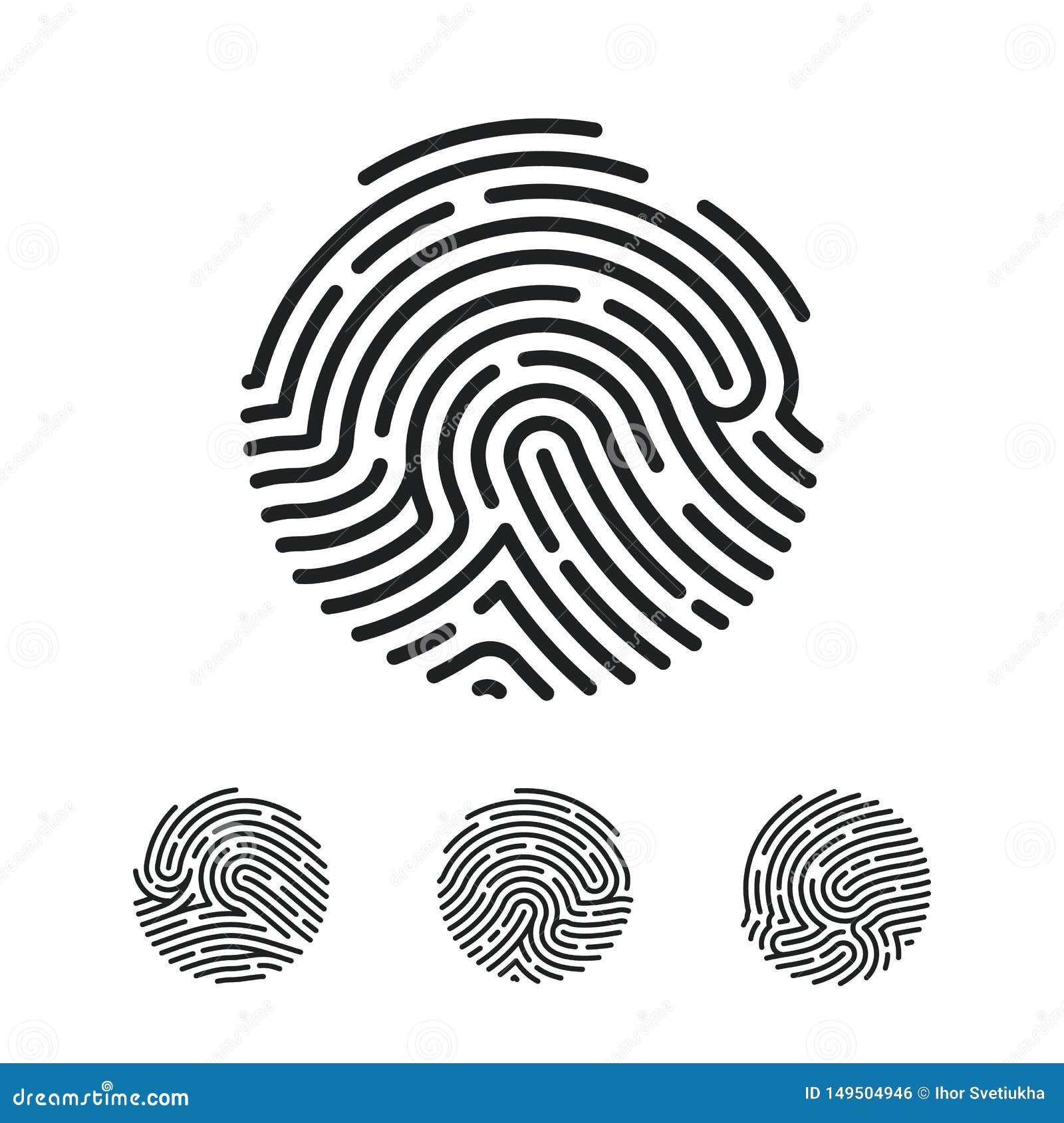 circle unique fingerprint icon  for app. finger print flat scan.    on white background