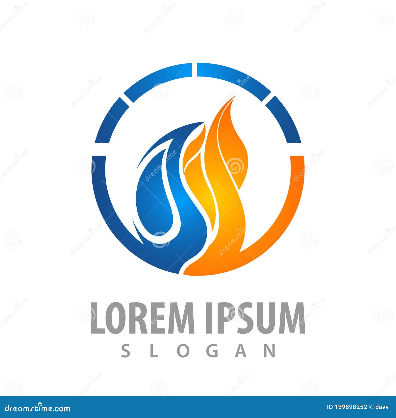 Circle Water And Fire Logo Concept Design. Symbol Graphic Template