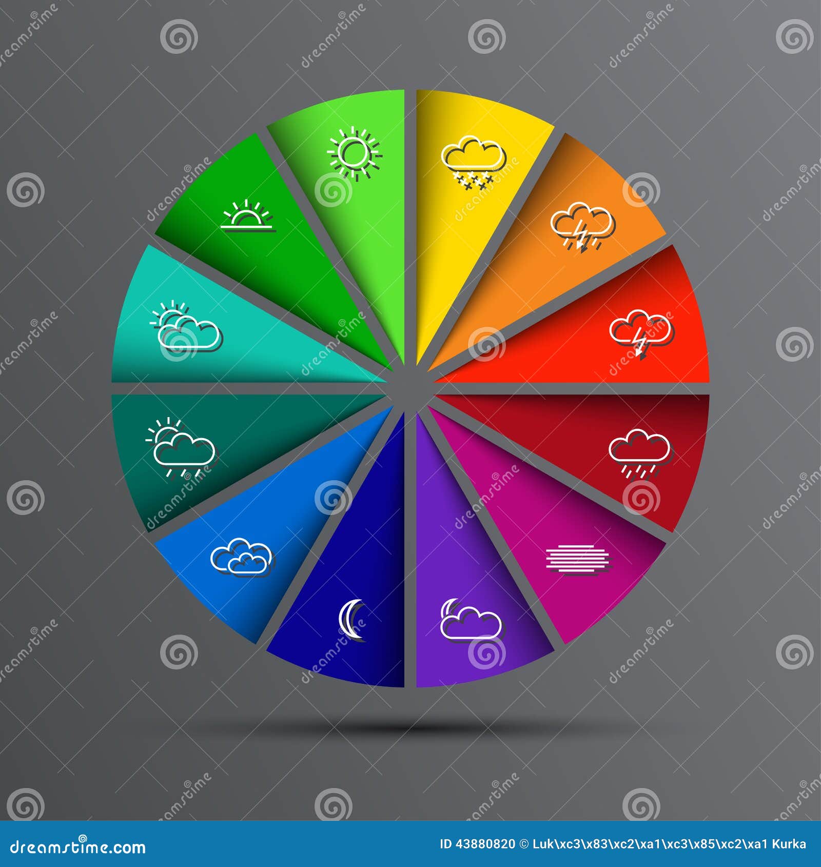 Circle with weather icons stock vector. Illustration of snowflake