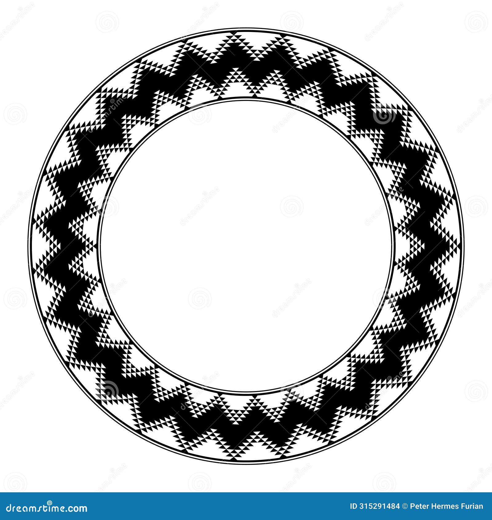 anasazi pattern, circle frame, based on the artful repetition of triangles