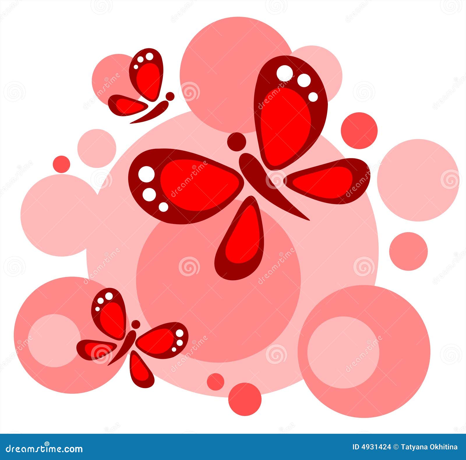 Circles and butterflies stock vector. Illustration of white 4931424