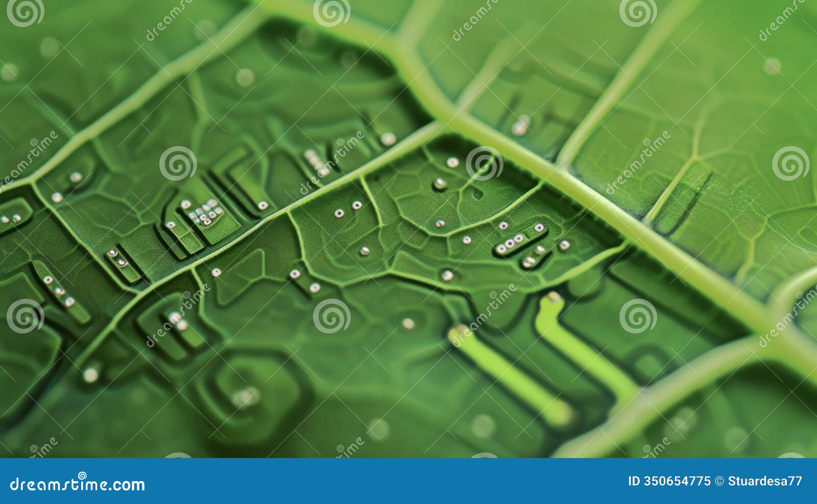 circuit board inspired leaf texture close-up