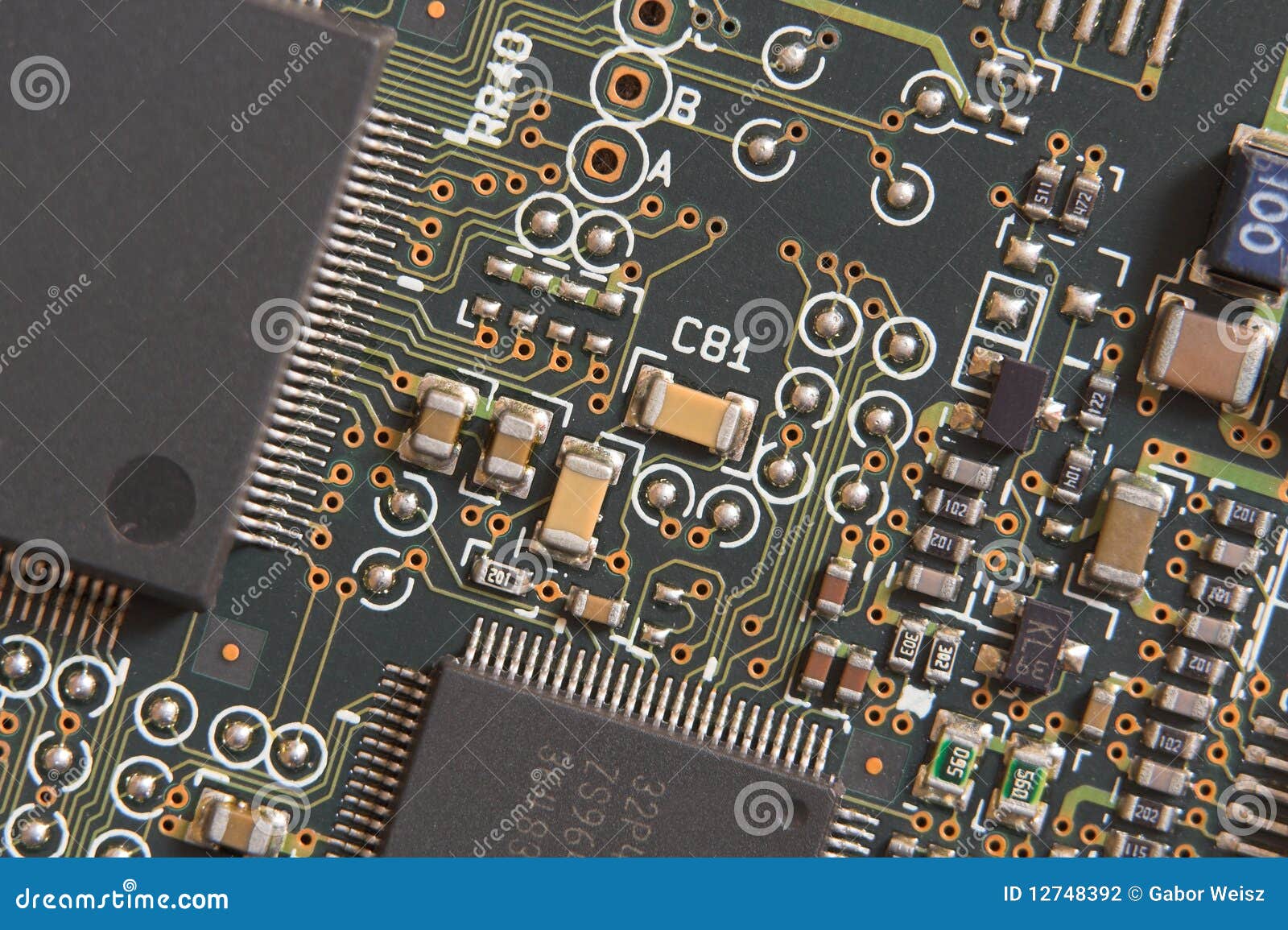 Circuit Board with Resistors and Microprocessors Stock Photo Image of electricity, connection
