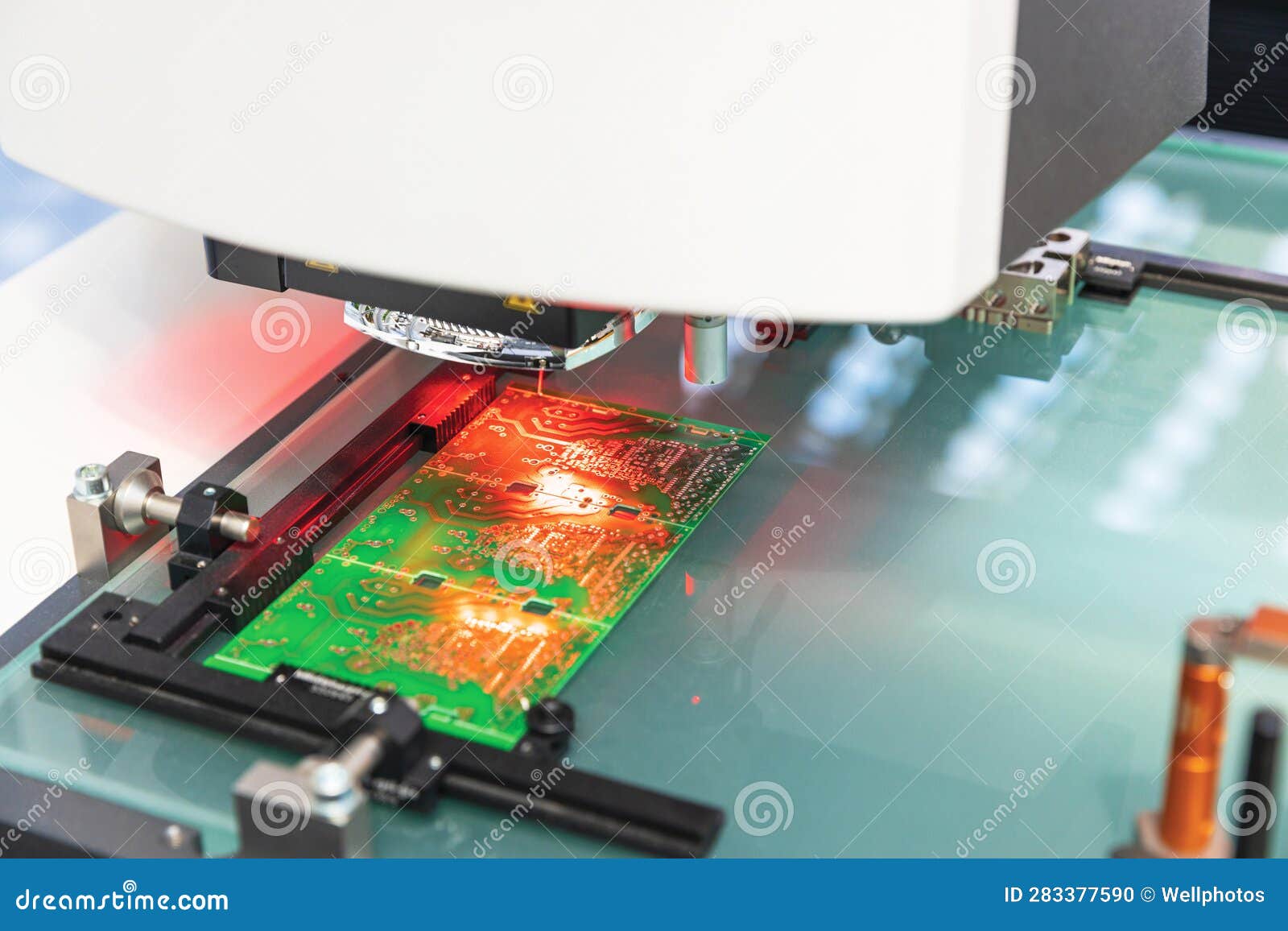 Circuit Board Scan Inspection during Production Process. Electronics
