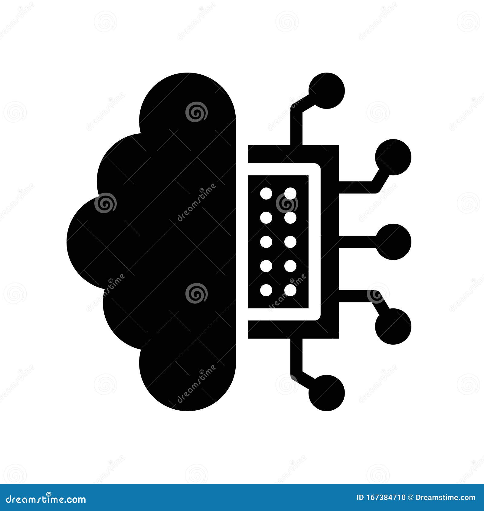 circuit chip with brain , artificial related sollid  icon