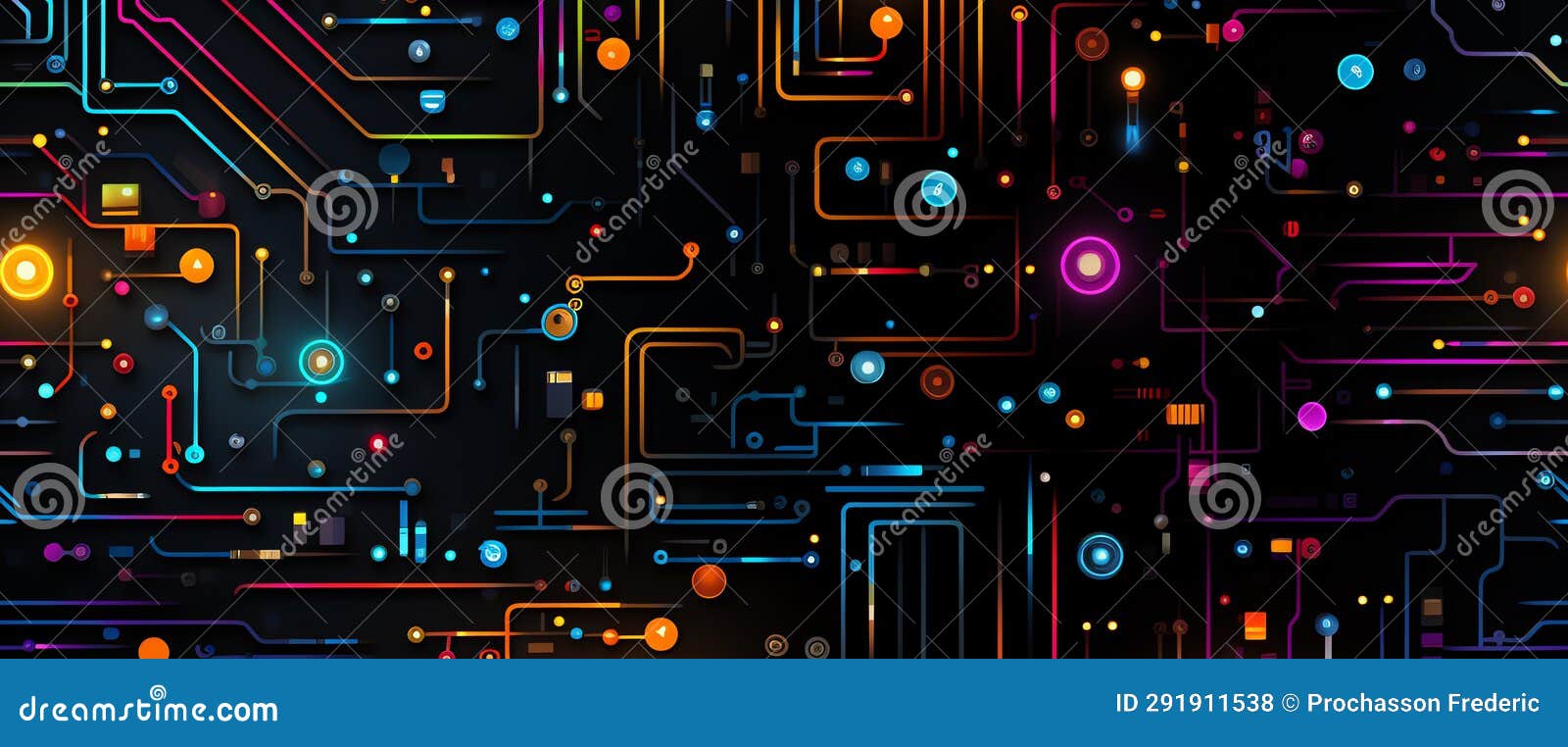 Circuit Concept, AI Generated Stock Illustration Circuit Diagram