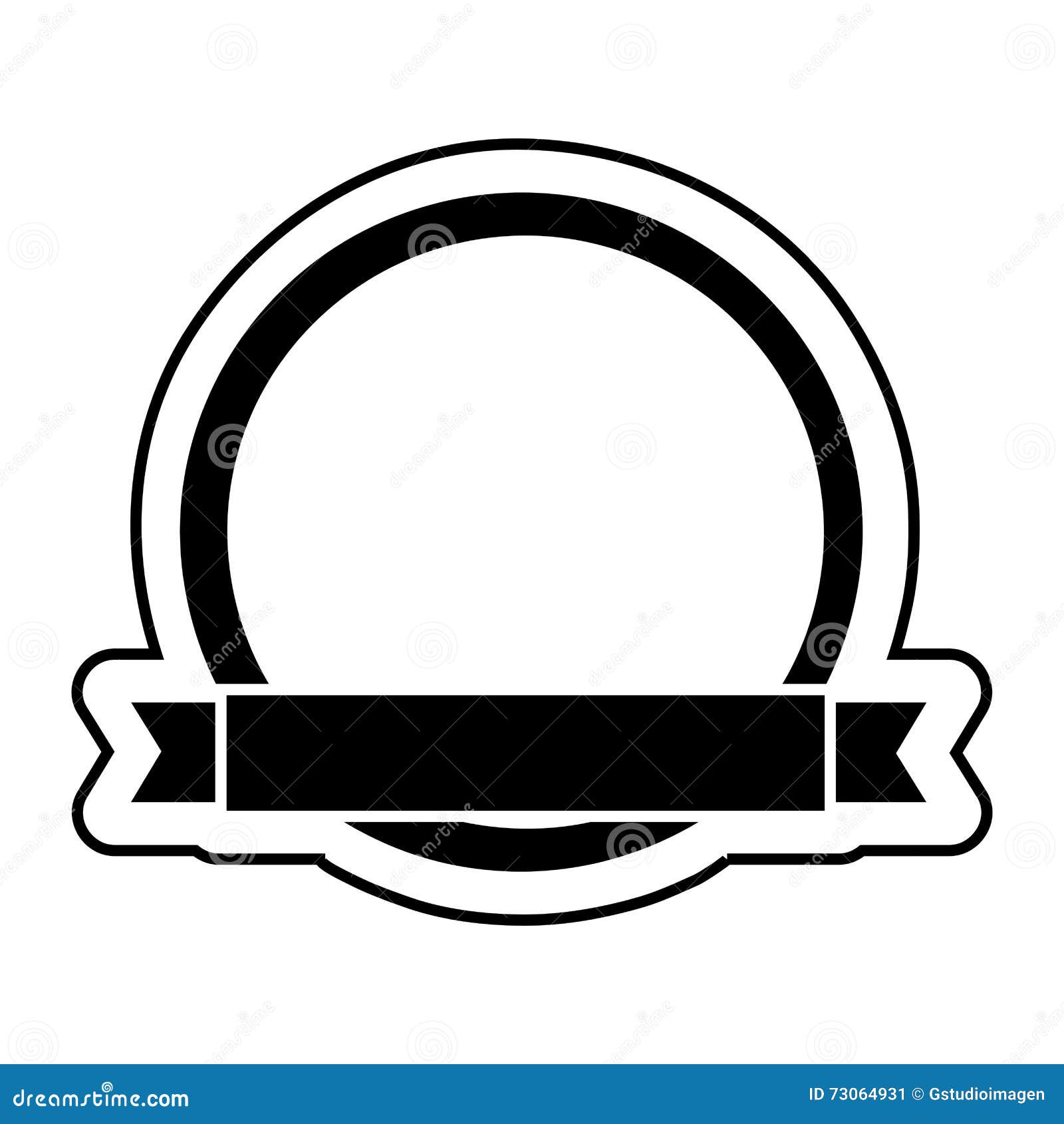 Circular Badge with Ribbon Design Stock Illustration - Illustration of ...