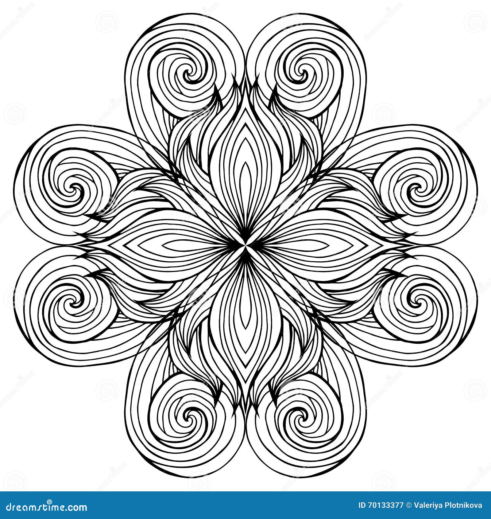 Circular Black and White Hair Doodle Pattern. Stock Vector