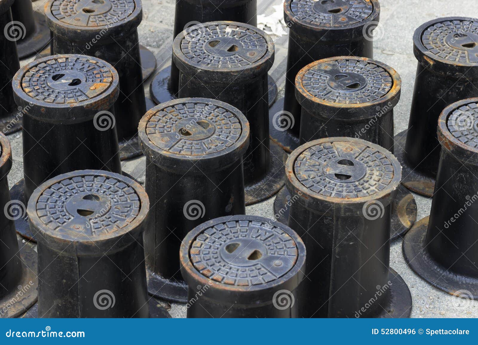 Circular Cast Iron Water Valve Covers Stock Photo Image 52800496