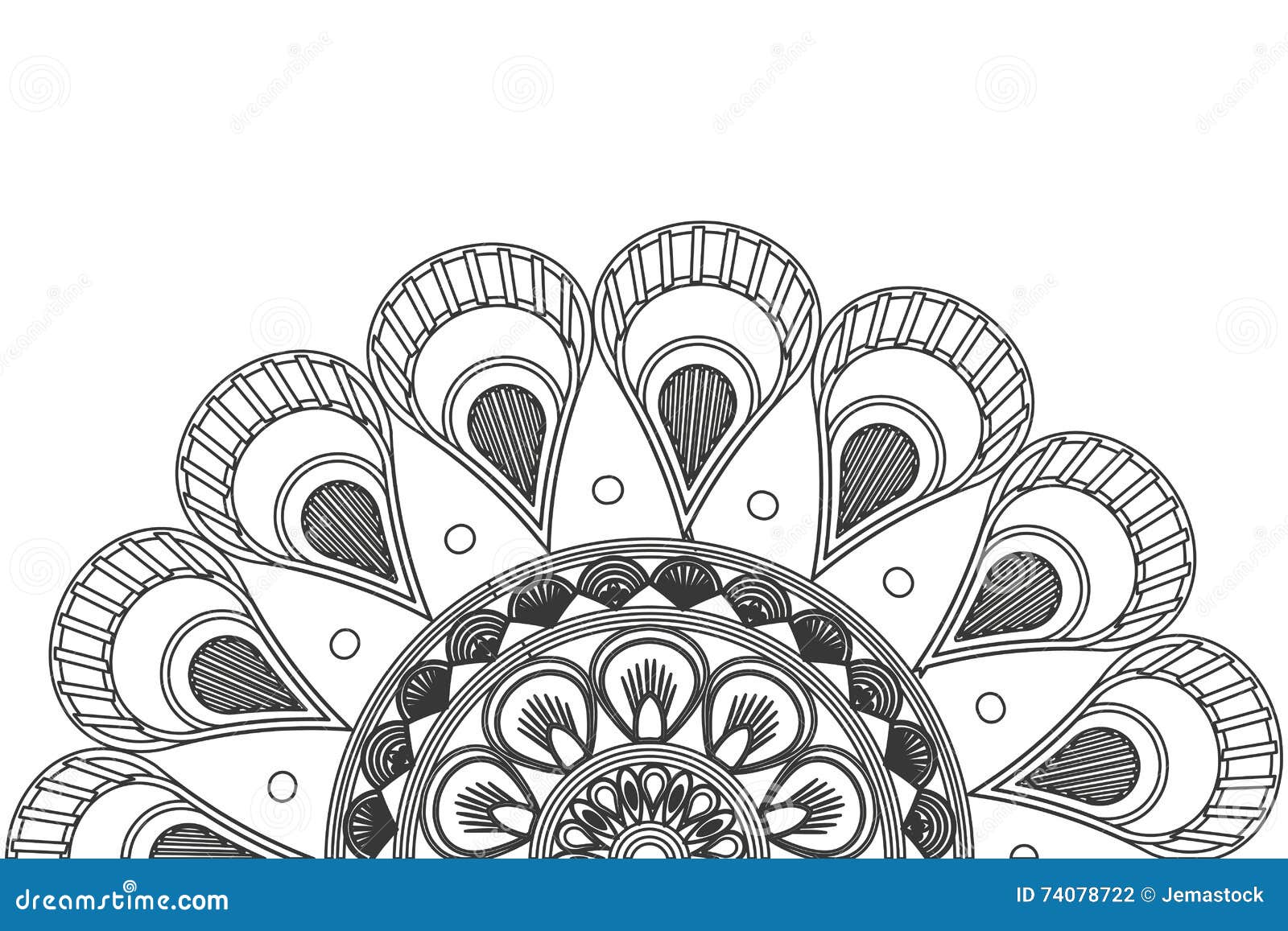 Download Circular Decorative Line Half Mandala Icon Stock ...
