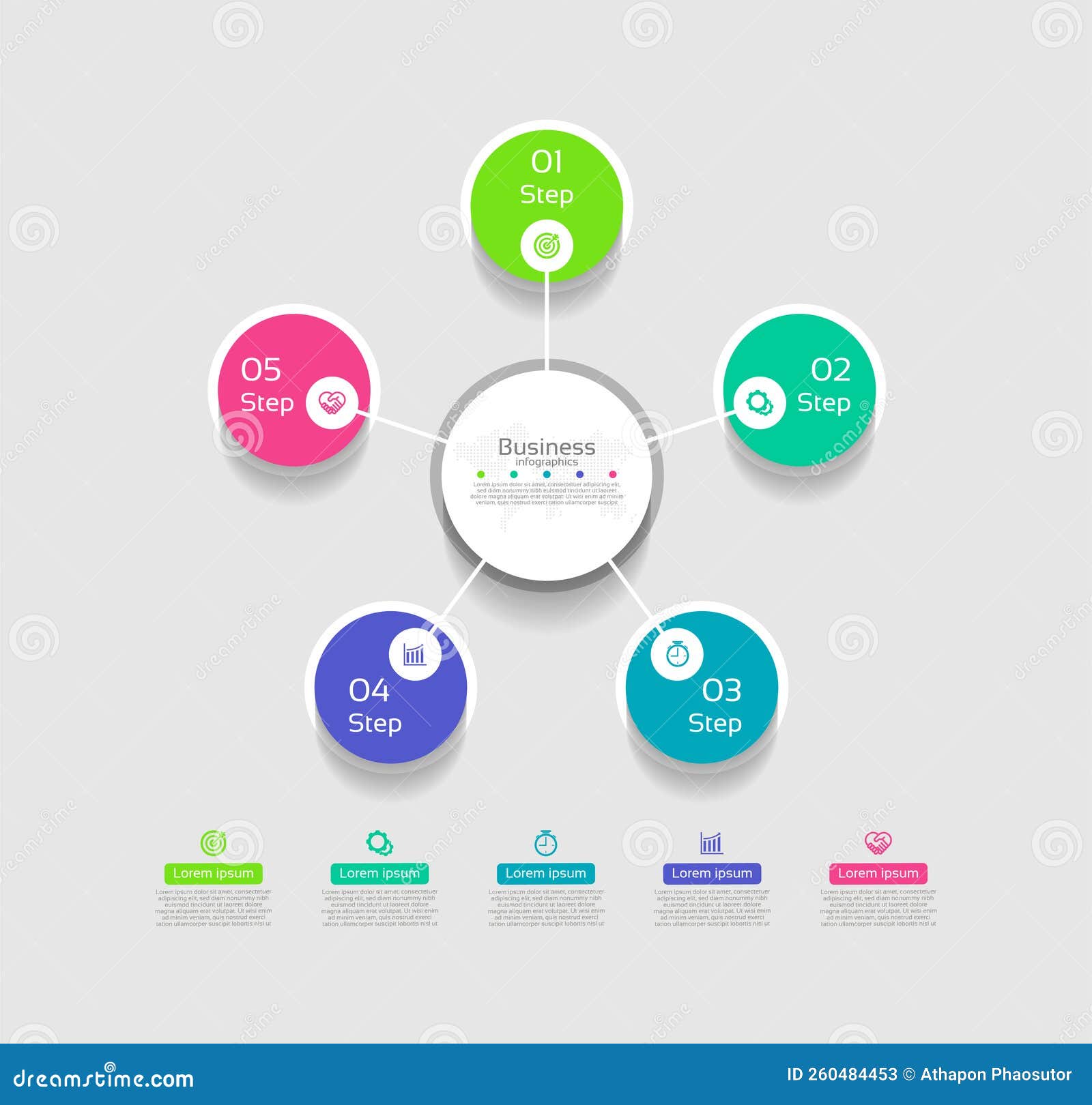 Circular Diagram Infographic Options or Steps Template Stock Vector