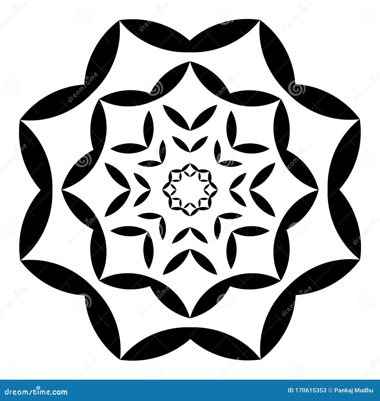 Circular Flower Pattern in Form of Mandala for Henna, Mehndi, Tattoo ...