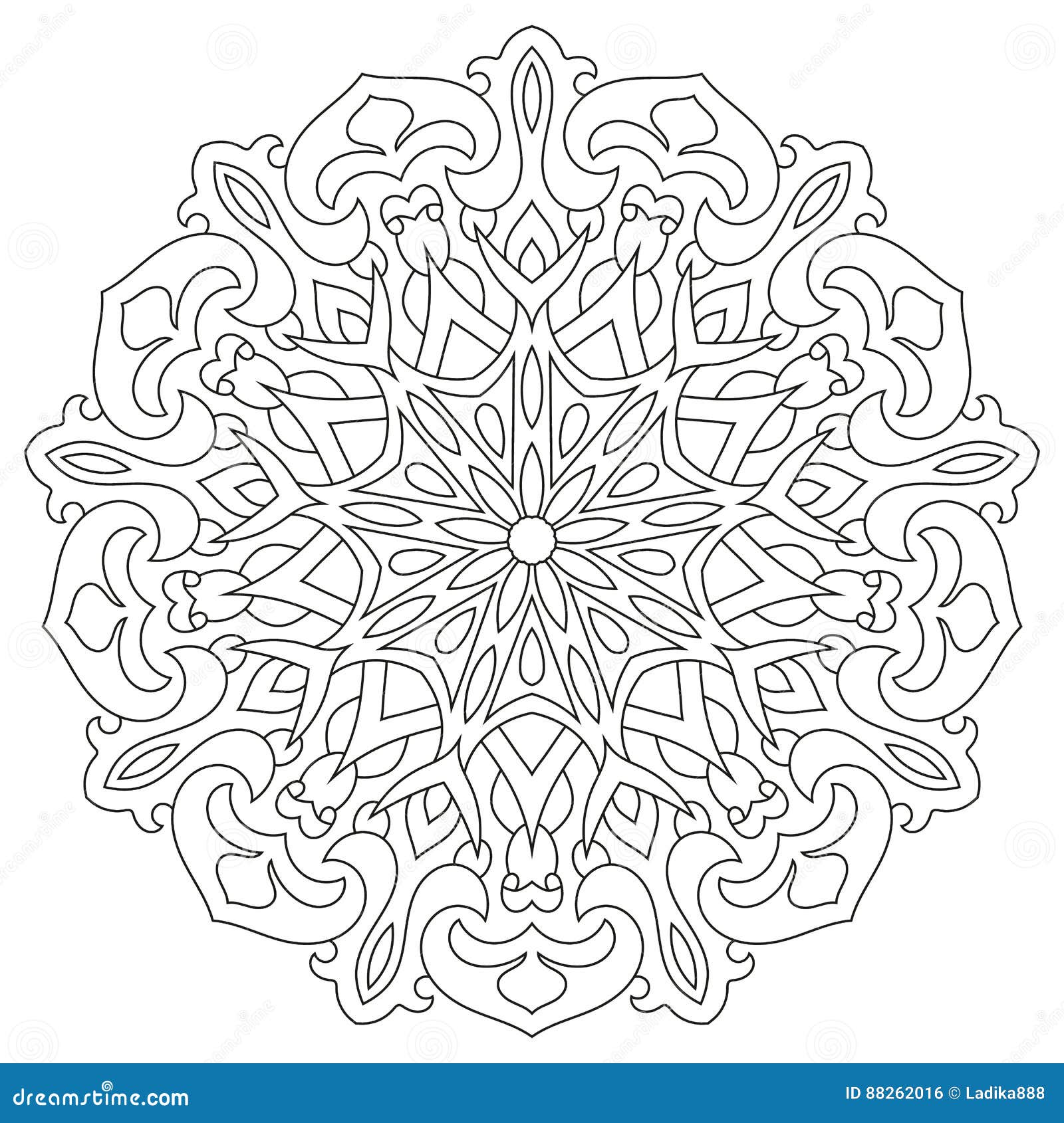 Mandala Outline Circular Geometric Ornament Round Outline Mandala For