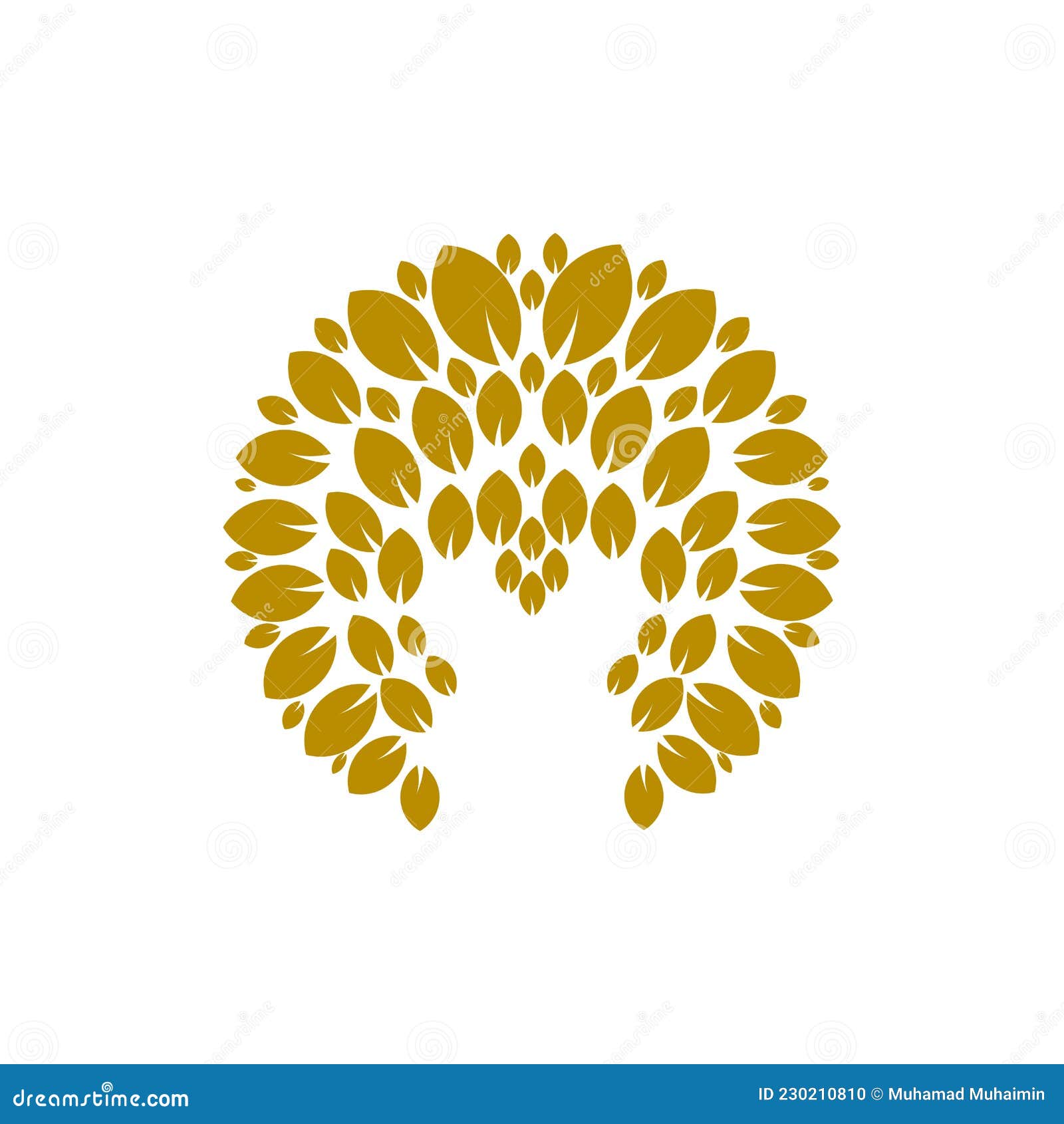 Circular Gold Leaf Logo Icon Flat Abstract Design Stock Vector