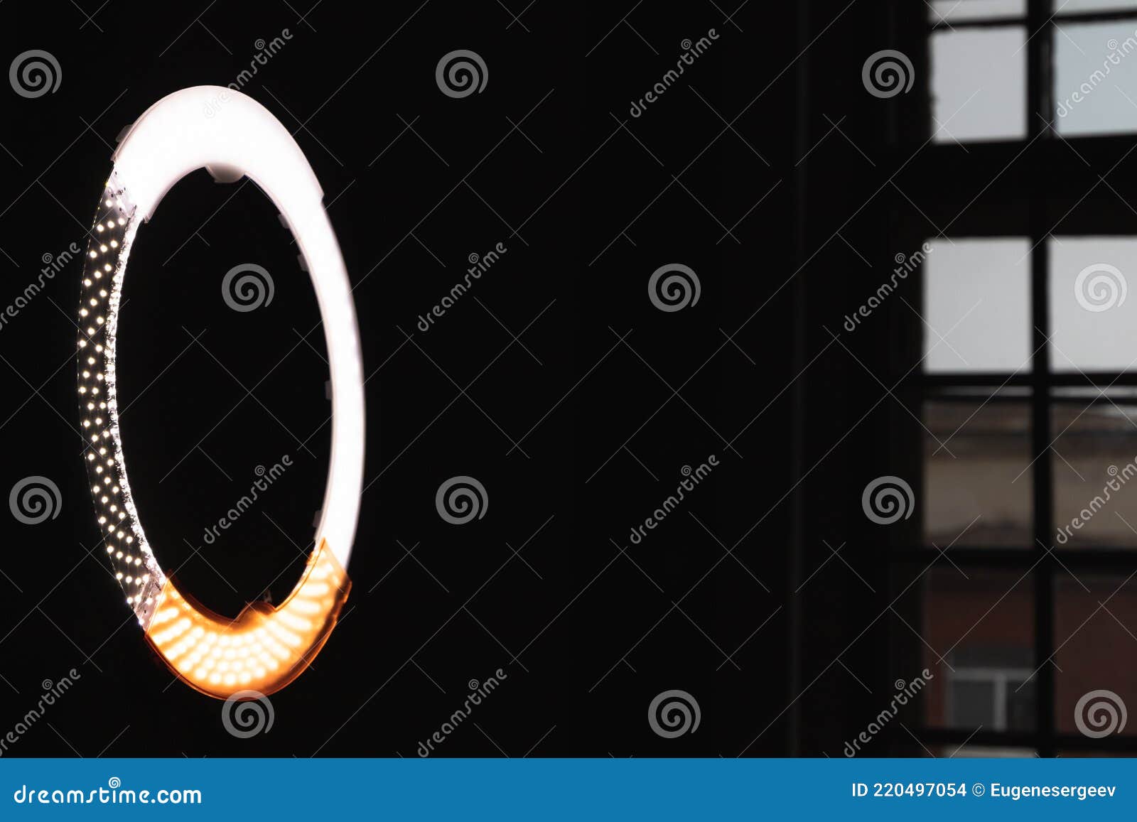 Circular LED Light Glowing in Dark Studio Stock Photo Image of circle