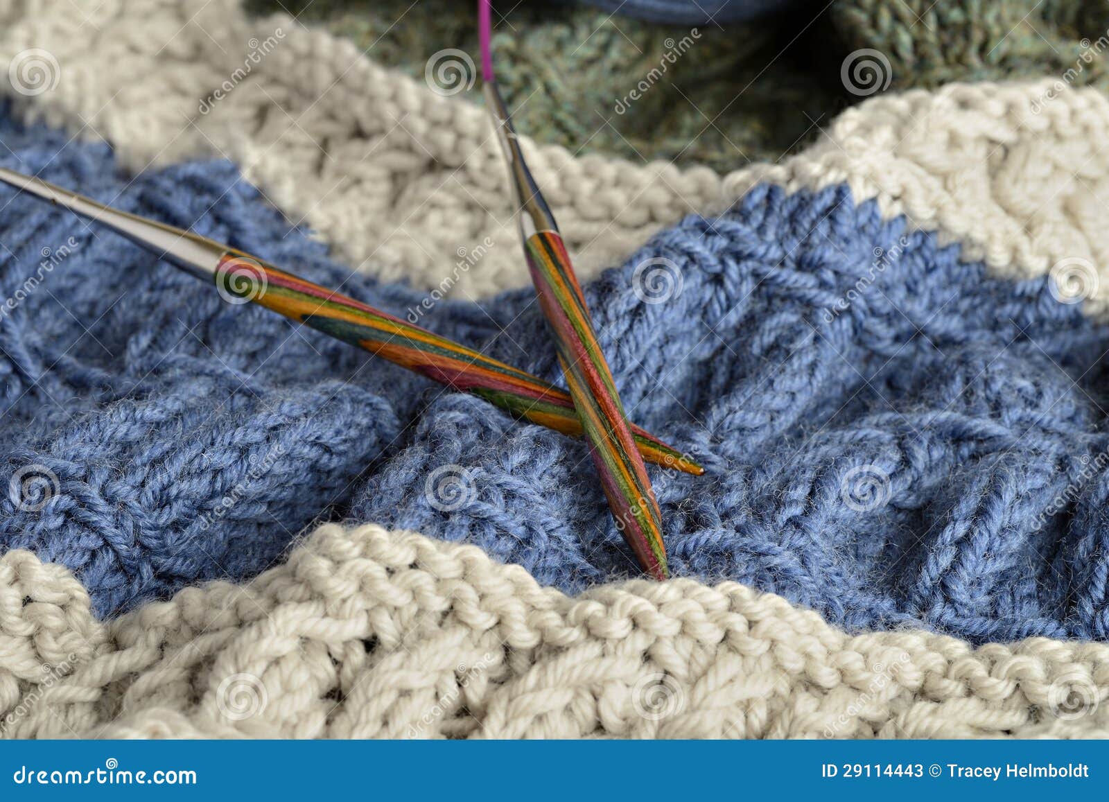 Circular Needle with a Knited Blanket Stock Image - Image of design ...